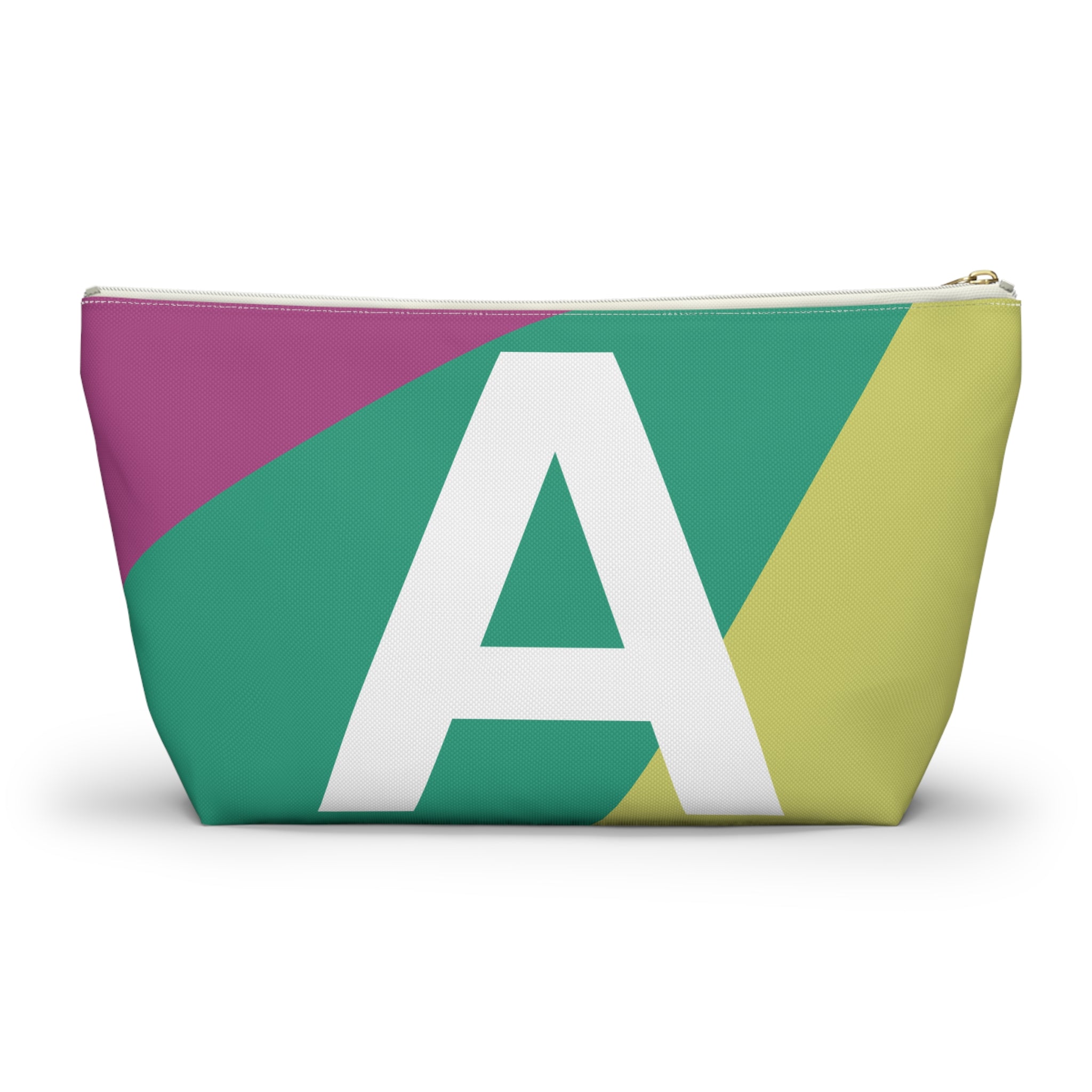 Initials Colorblock Accessory Pouch — Monogram A T-Bottom Cosmetic Bag
