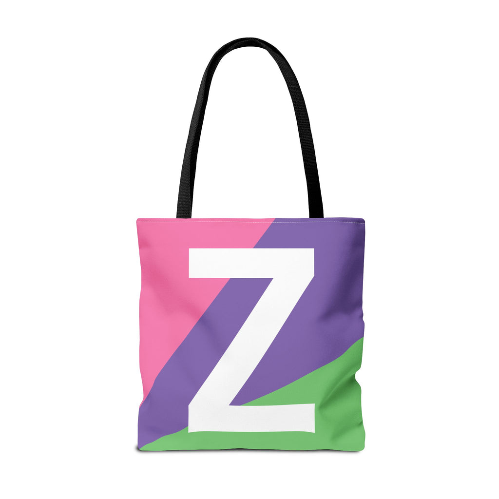 Monogram 'Z' Colorblock Tote Bag — Personalized Initial Z Shoulder Tote