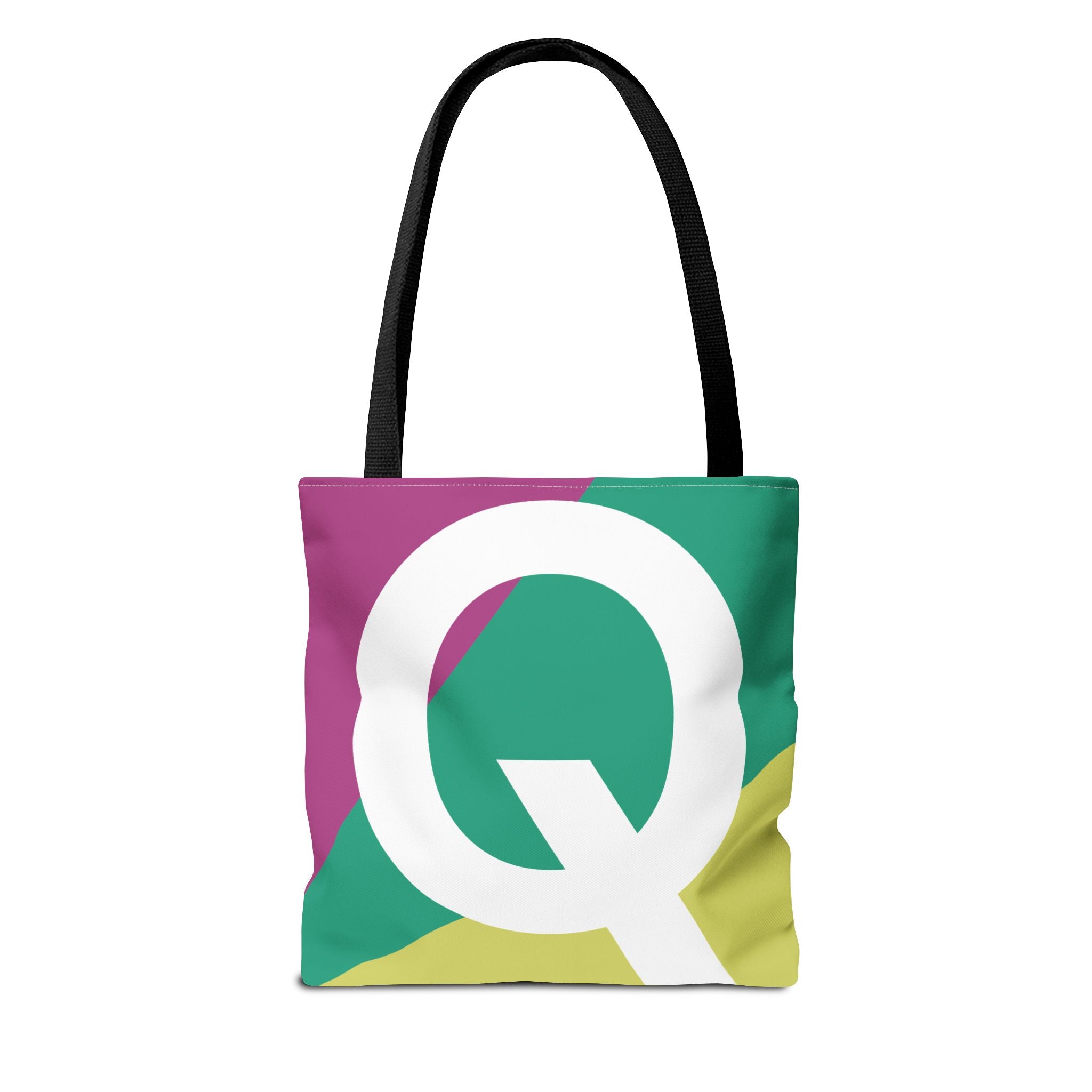 Monogram 'Q' Colorblock Tote Bag — Personalized Initial Q Shoulder Tote