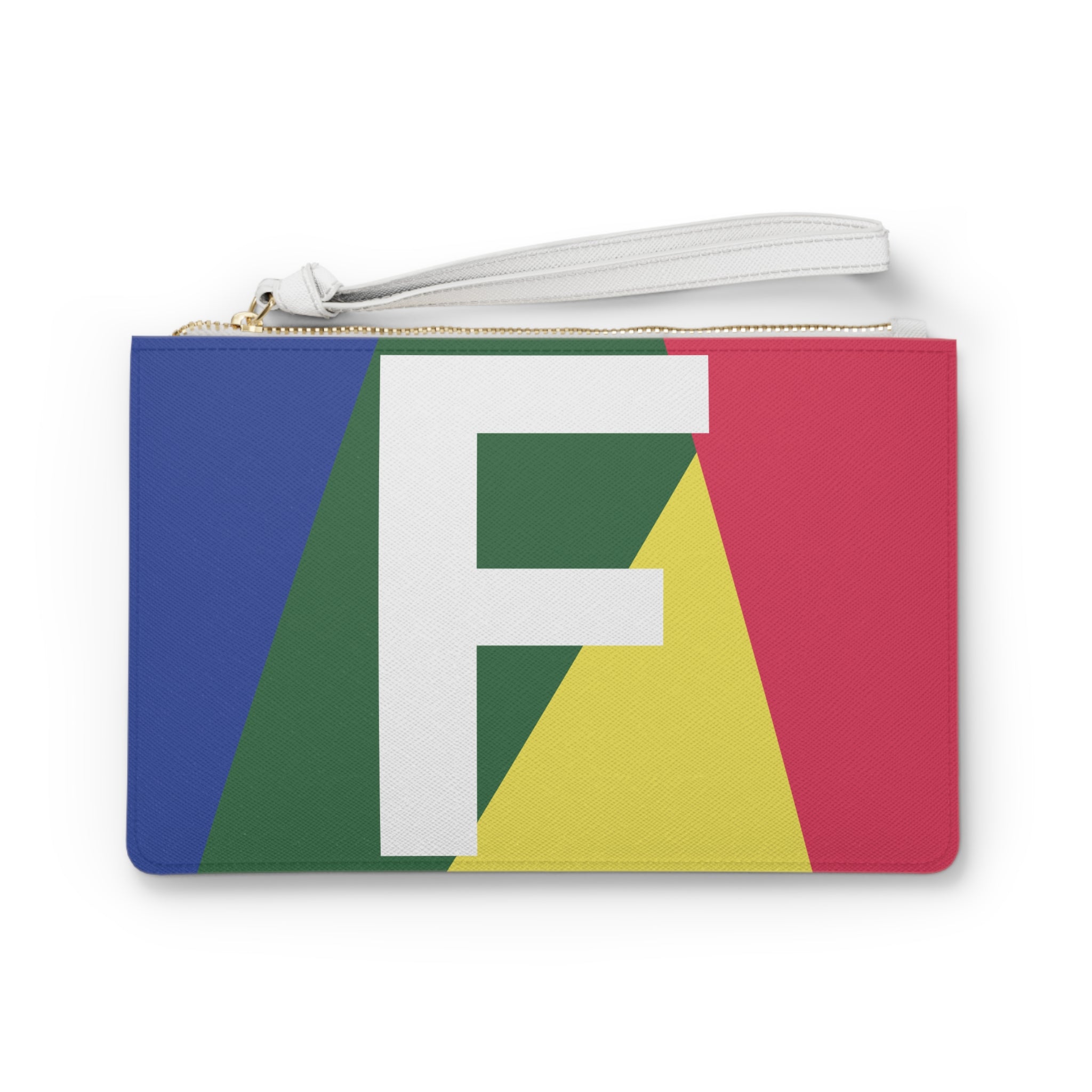 Monogram 'F' Colorblock Clutch Bag — Bold Geometric Wristlet for Everyday & Gifts