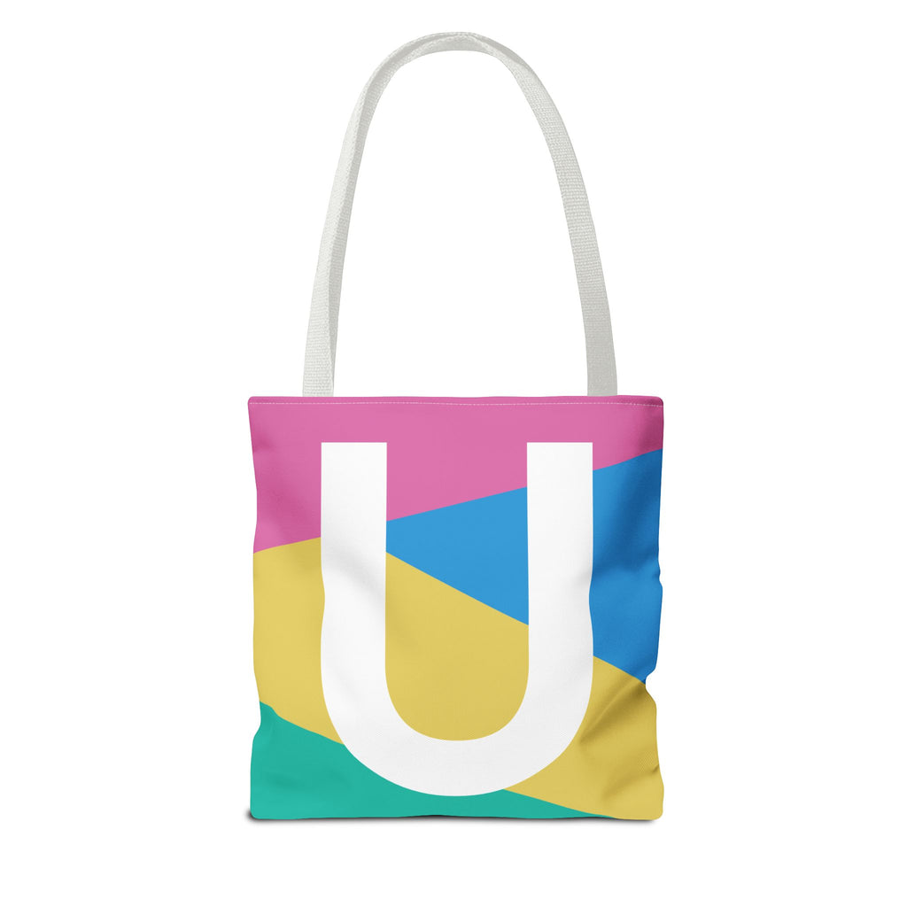 Monogram 'U' Colorblock Tote Bag — Personalized Initial U Shoulder Tote