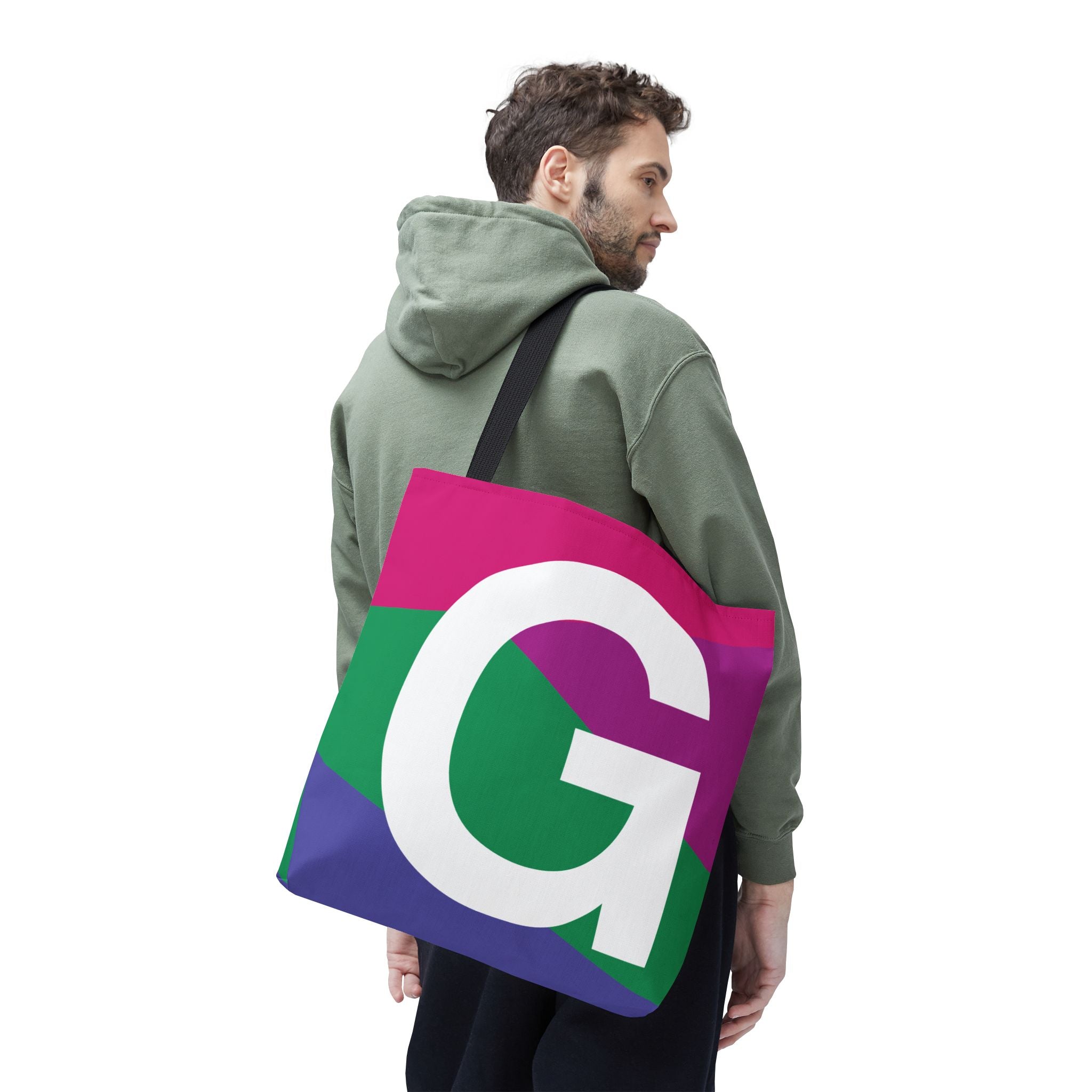 Monogram 'G' Colorblock Tote Bag — Personalized Initial G Shoulder Tote