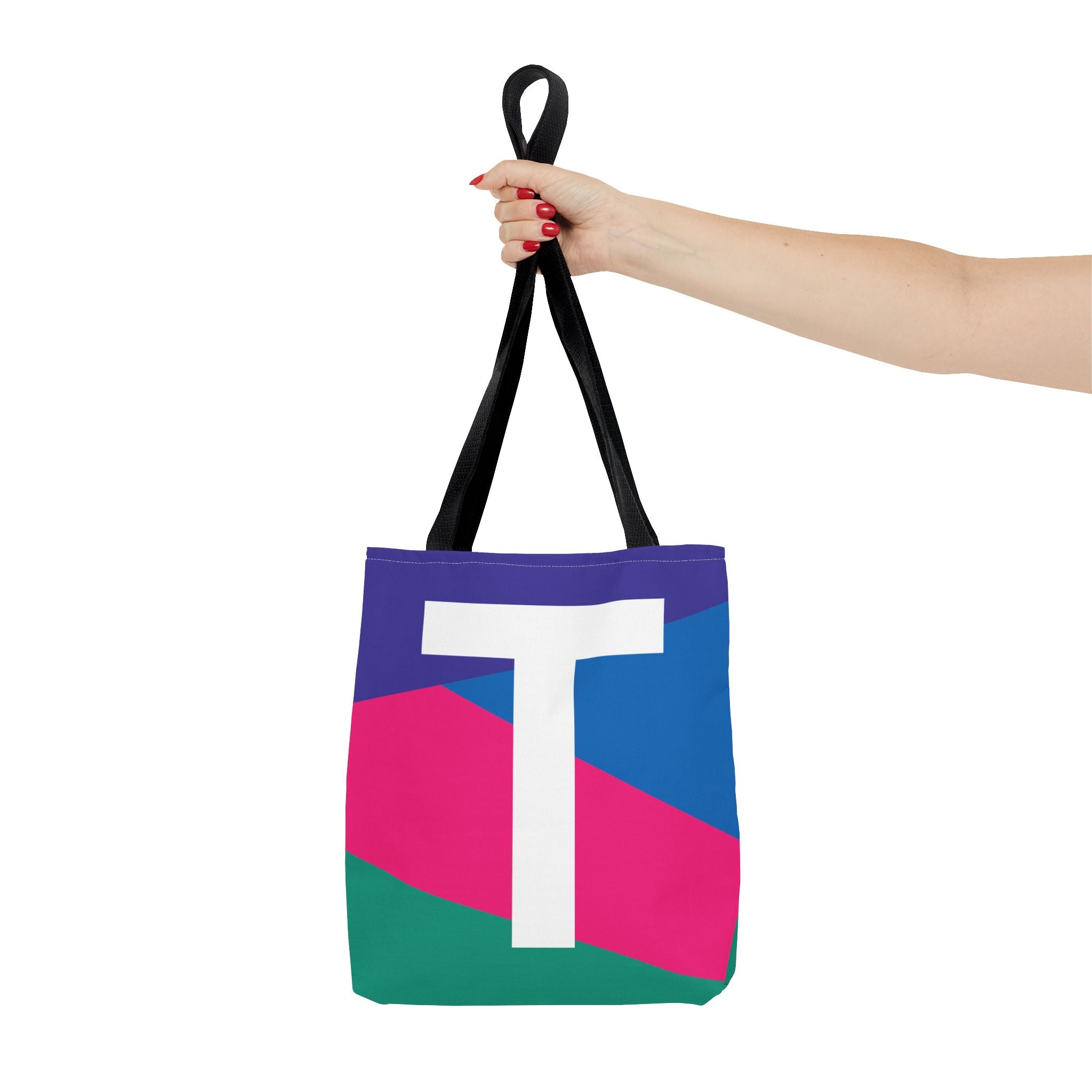 Monogram 'T' Colorblock Tote Bag — Personalized Initial T Shoulder Tote