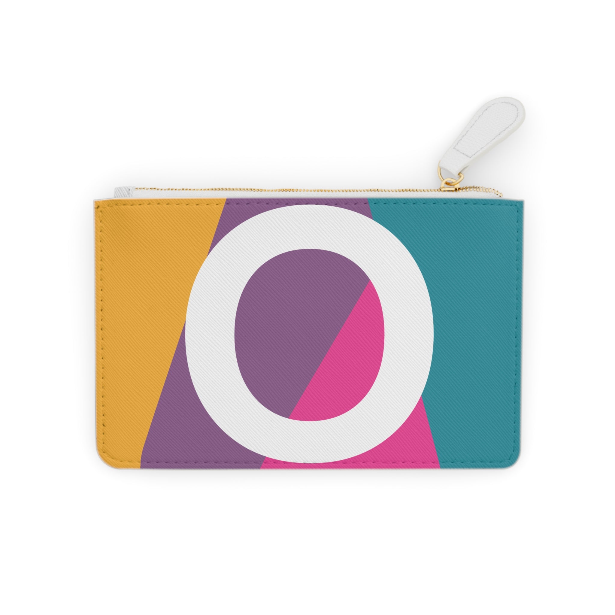 Initial O Mini Clutch — Colorblock Monogram Wristlet Wallet