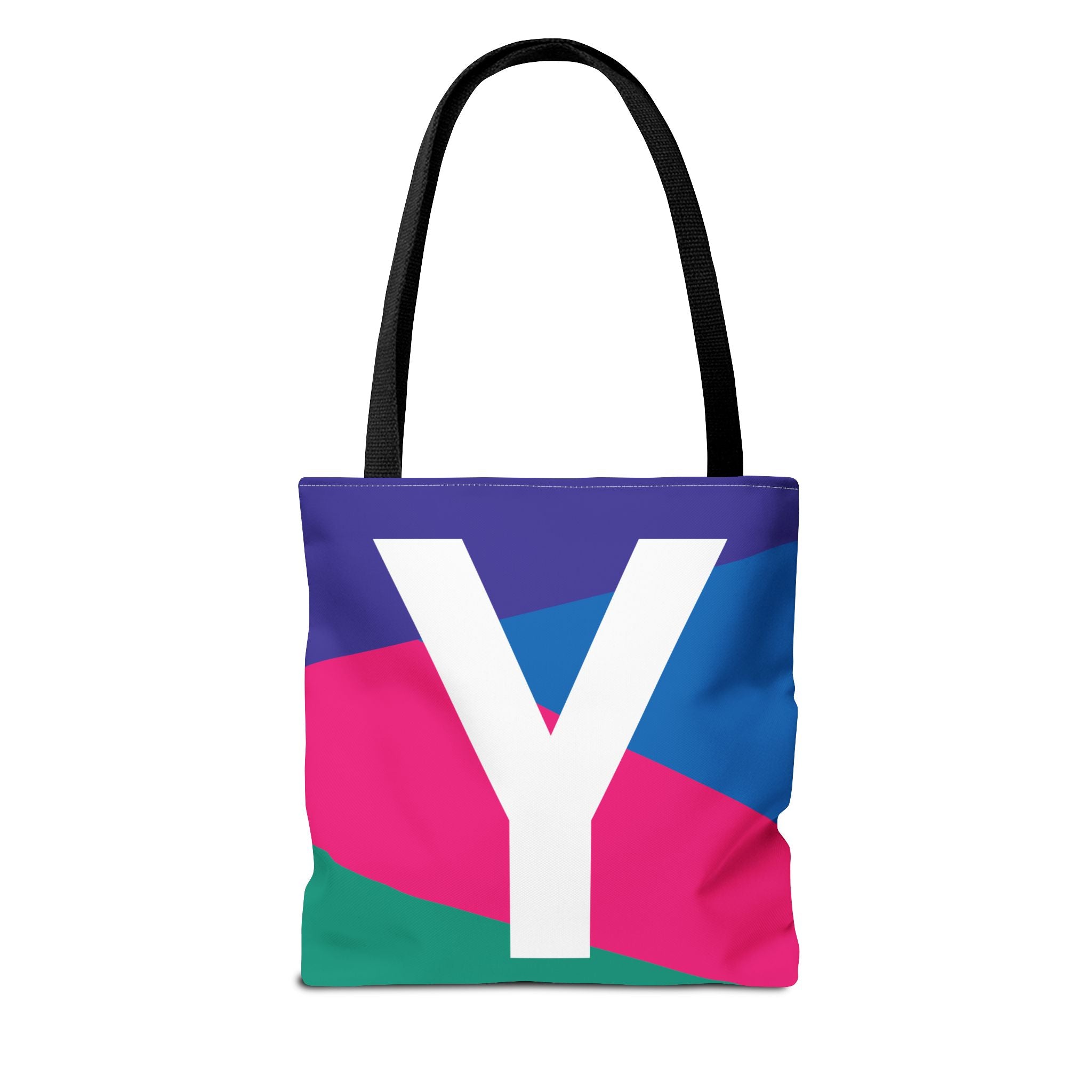 Monogram 'Y' Colorblock Tote Bag — Personalized Initial Y Shoulder Tote