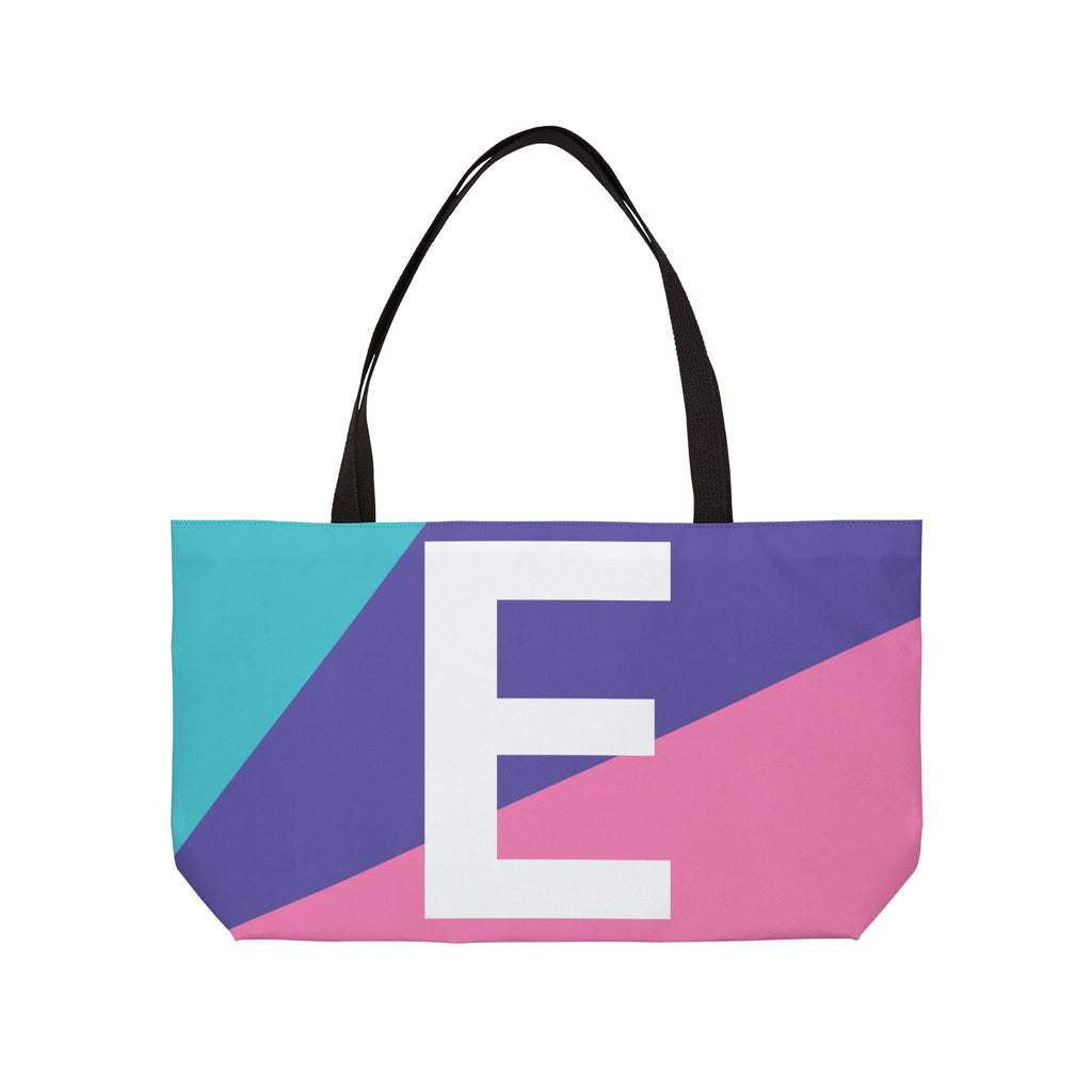 Personalized 'E' Colorblock Tote Bag — Monogram Weekender Tote