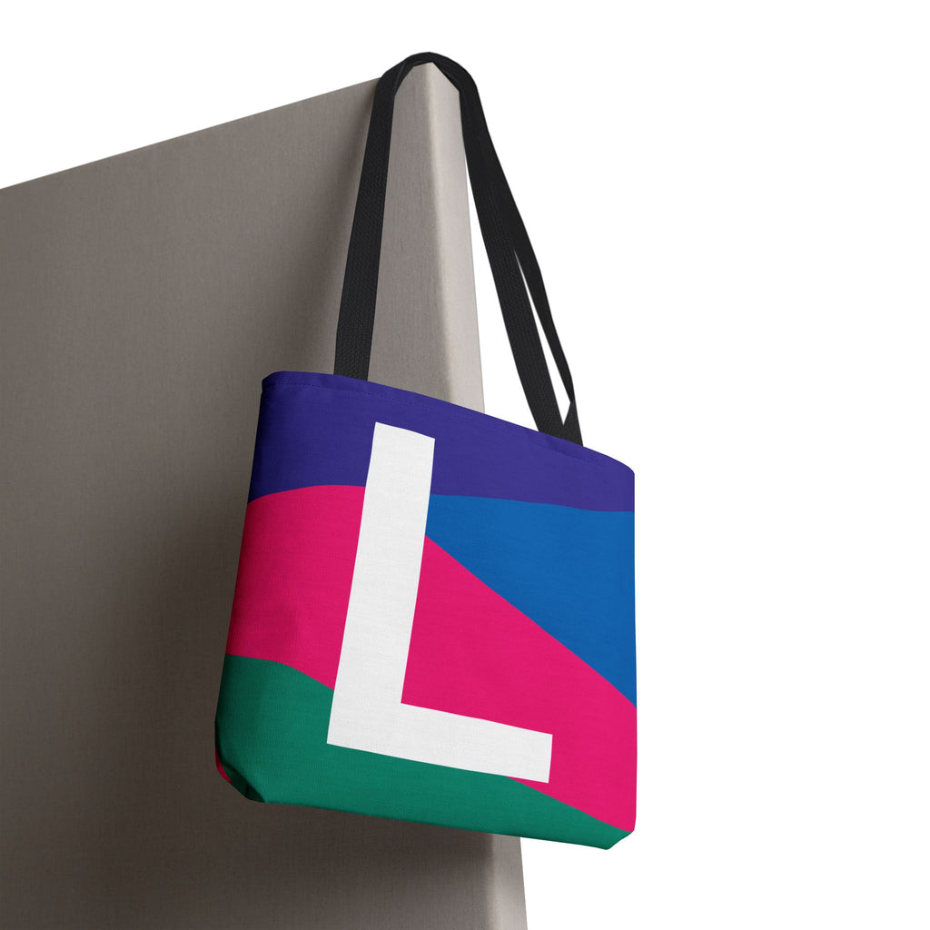 Monogram 'L' Colorblock Tote Bag — Personalized Initial L Shoulder Tote