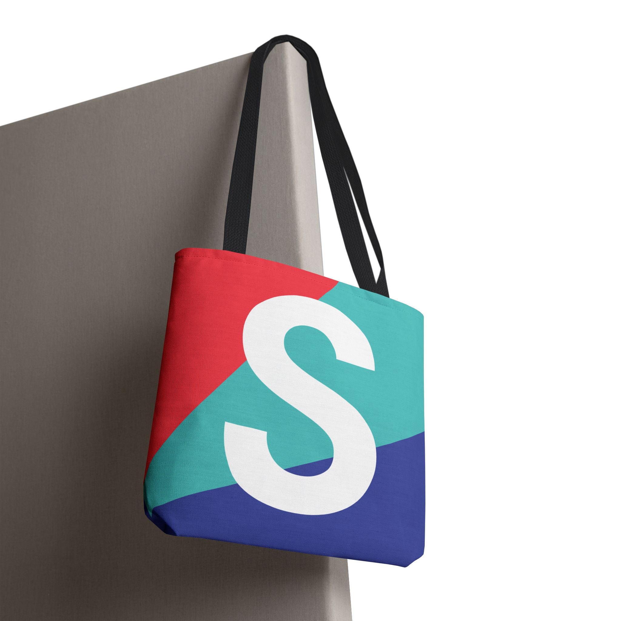 Monogram 'S' Colorblock Tote Bag — Personalized Initial S Shoulder Tote