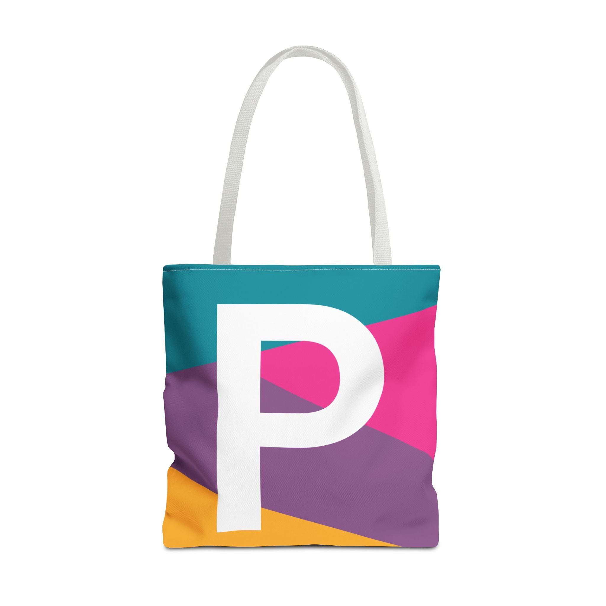 Monogram 'P' Colorblock Tote Bag — Personalized Initial P Shoulder Tote