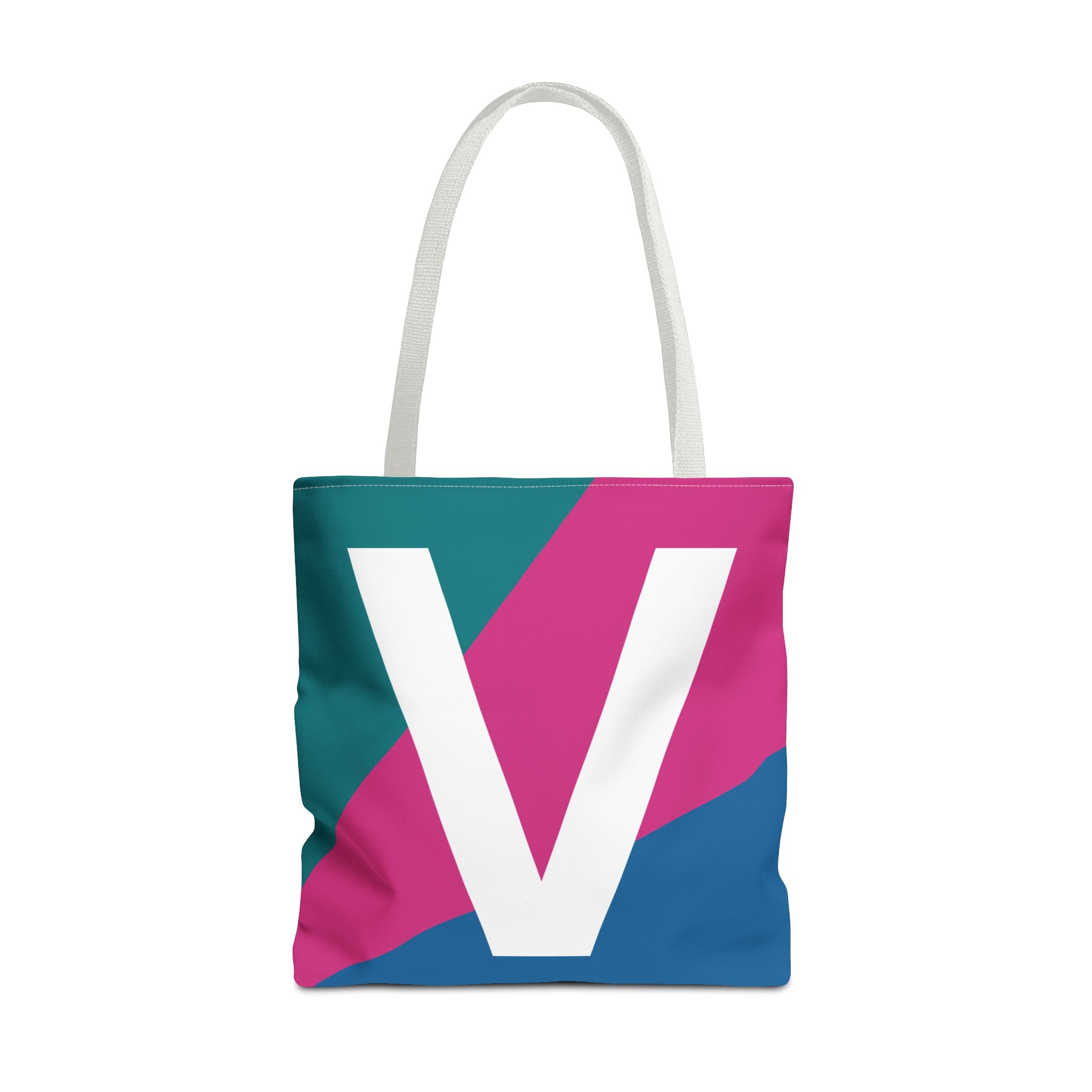 Monogram 'V' Colorblock Tote Bag — Personalized Initial V Shoulder Tote
