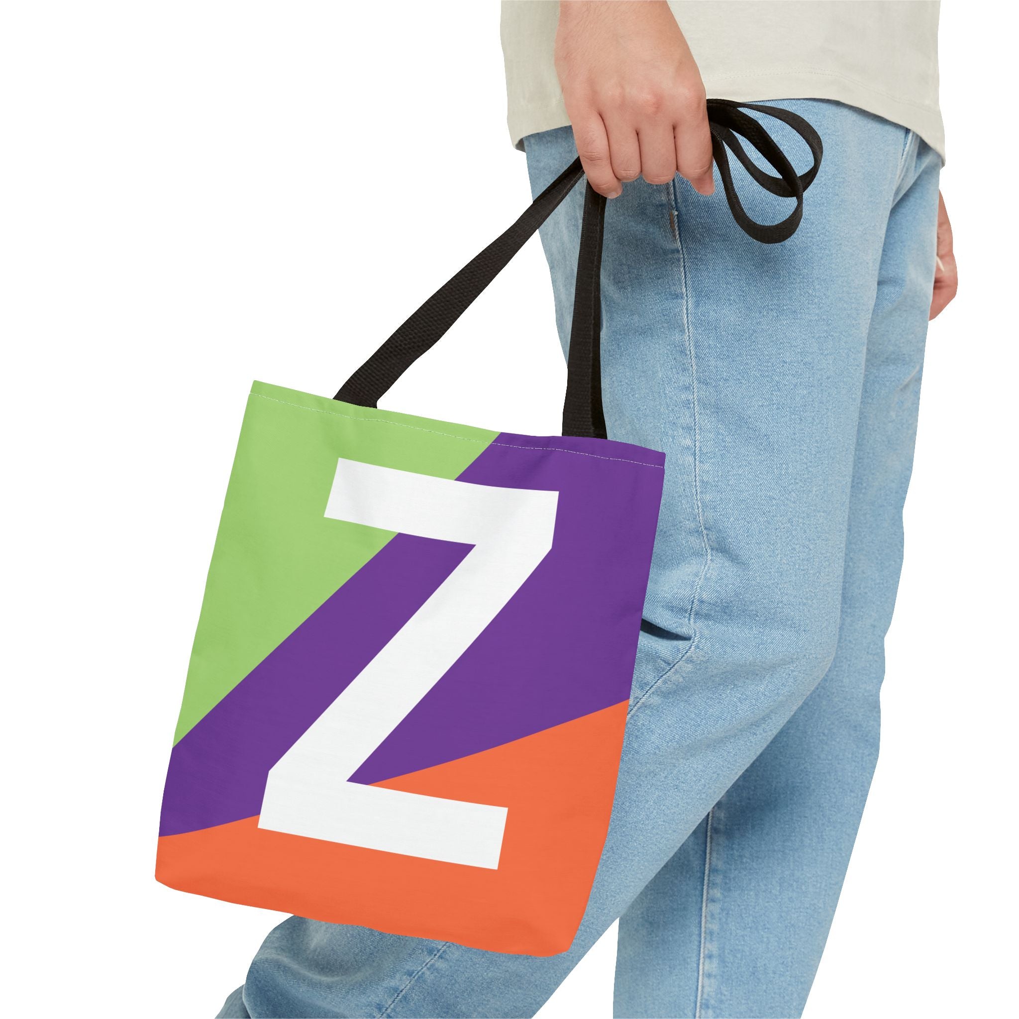Monogram 'Z' Colorblock Tote Bag — Personalized Initial Z Shoulder Tote
