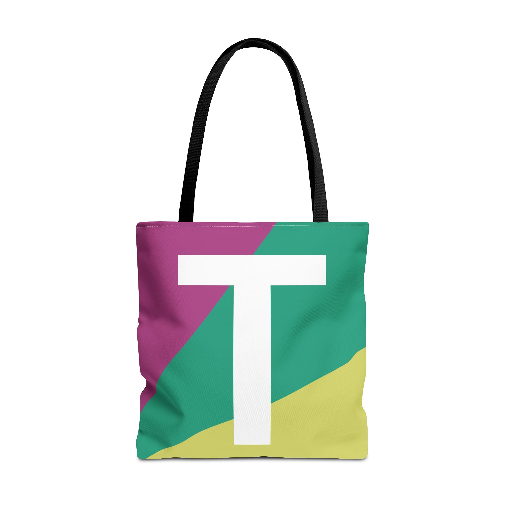 Monogram 'T' Colorblock Tote Bag — Personalized Initial T Shoulder Tote