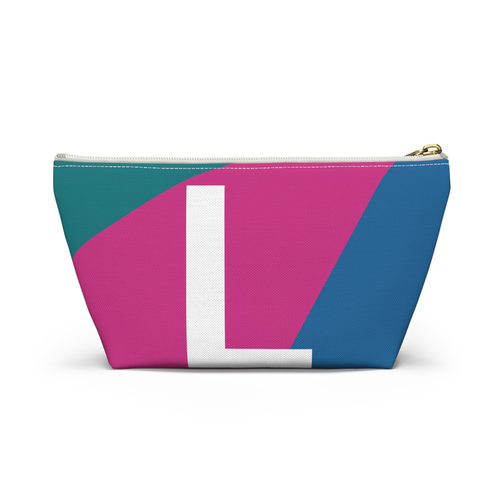 Initials Colorblock Accessory Pouch — Monogram L T-Bottom Cosmetic Bag