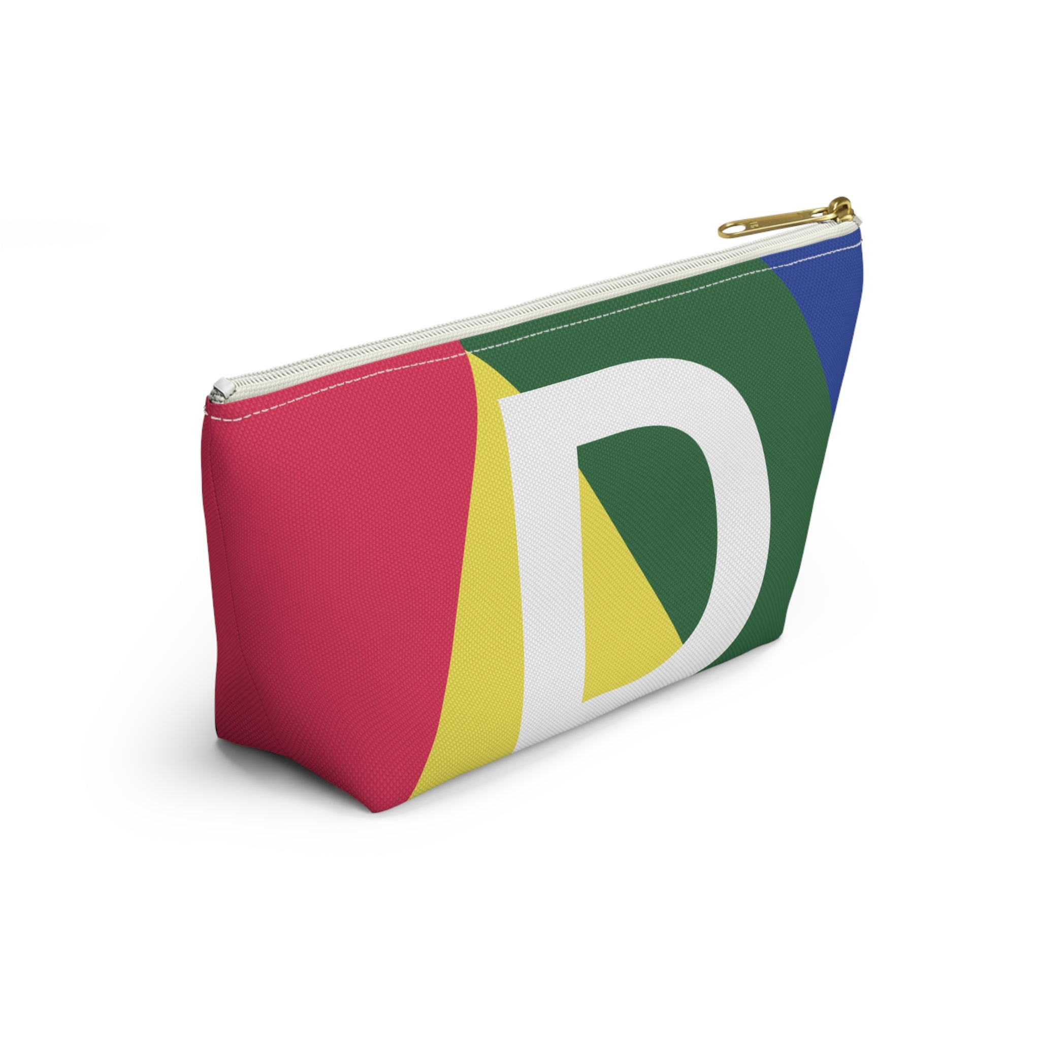 Initials Colorblock Accessory Pouch — Monogram D T-Bottom Cosmetic Bag