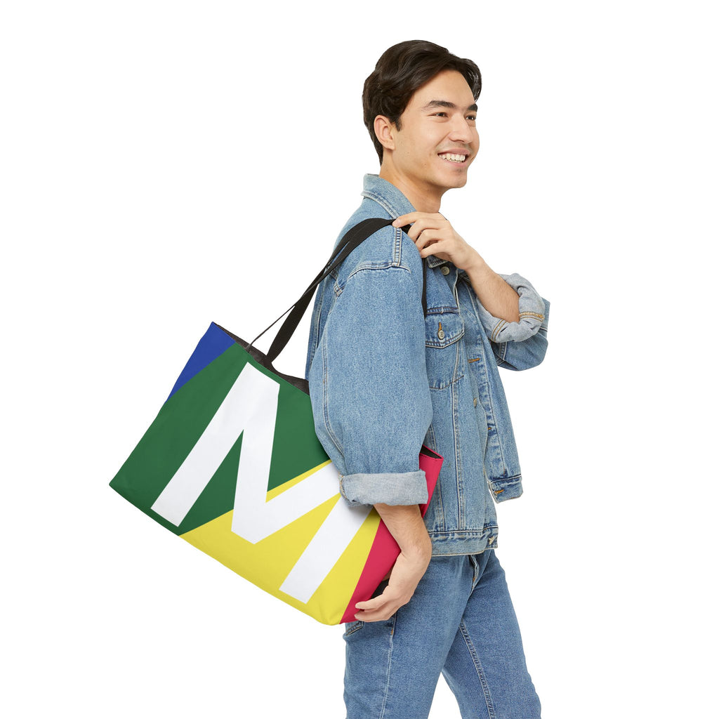 Personalized 'M' Colorblock Tote Bag — Monogram Weekender Tote