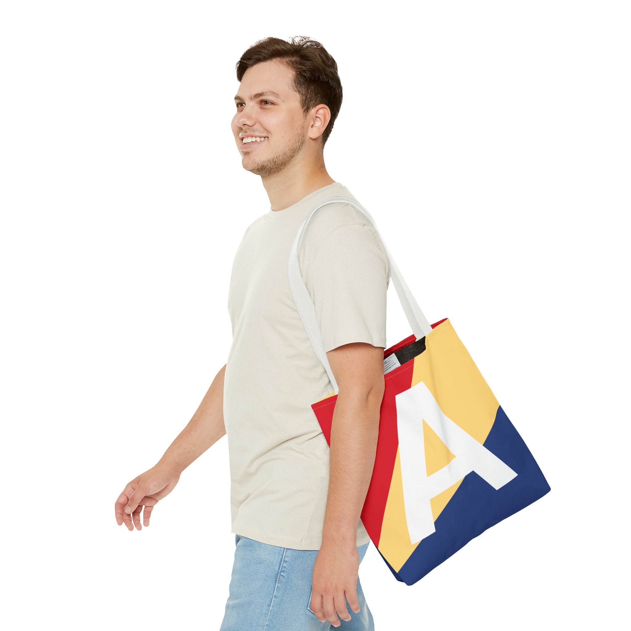 Monogram 'A' Colorblock Tote Bag — Personalized Initial A Shoulder Tote