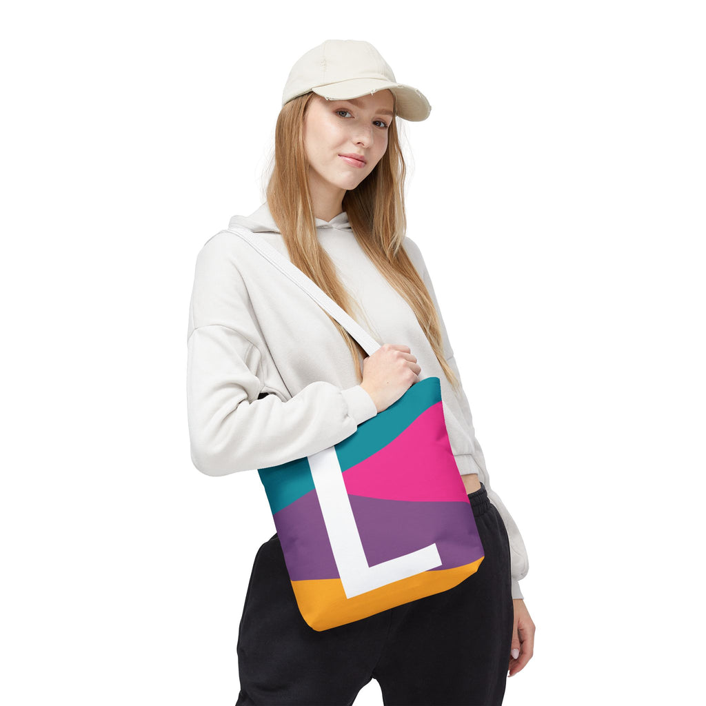 Monogram 'L' Colorblock Tote Bag — Personalized Initial L Shoulder Tote