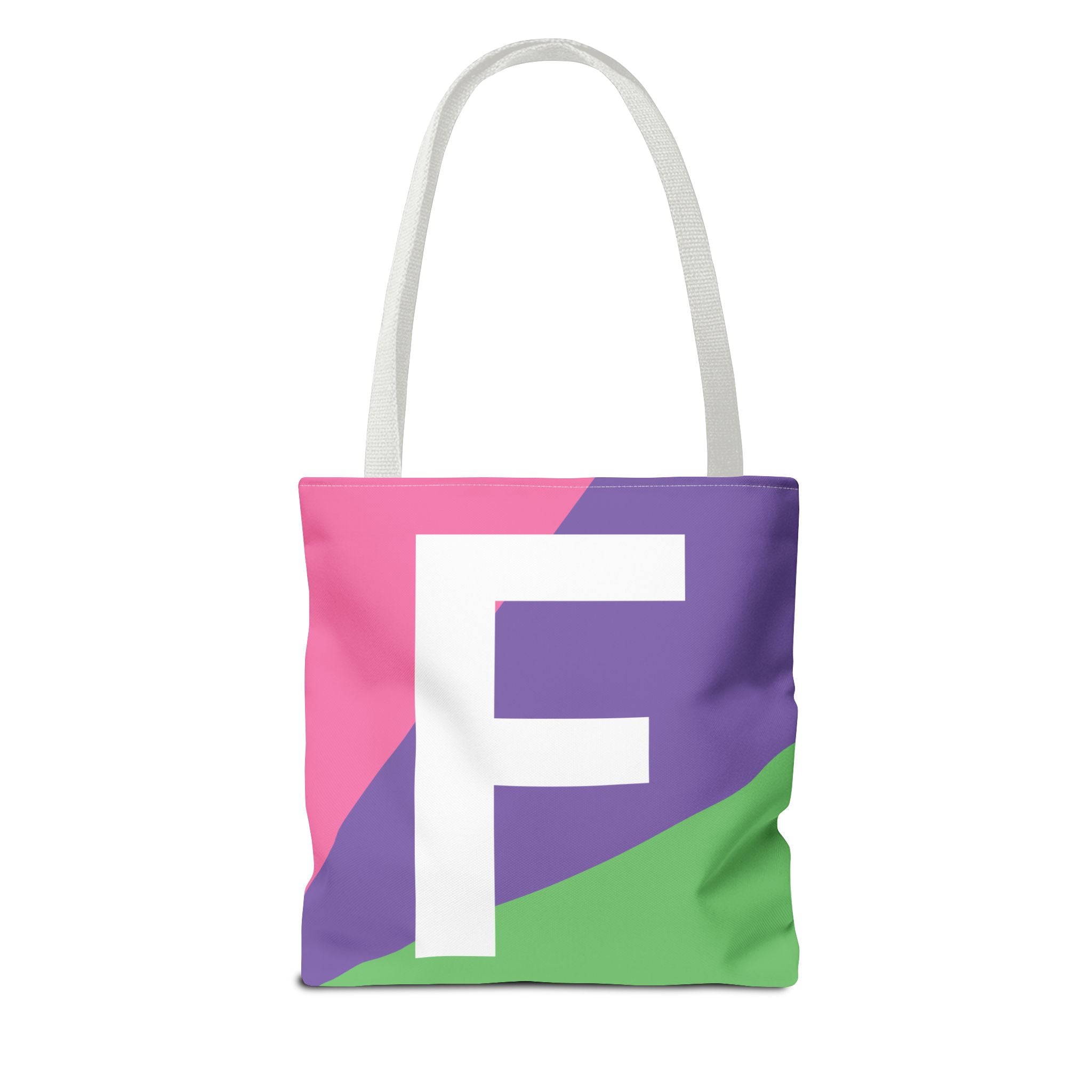Monogram 'F' Colorblock Tote Bag — Personalized Initial F Shoulder Tote