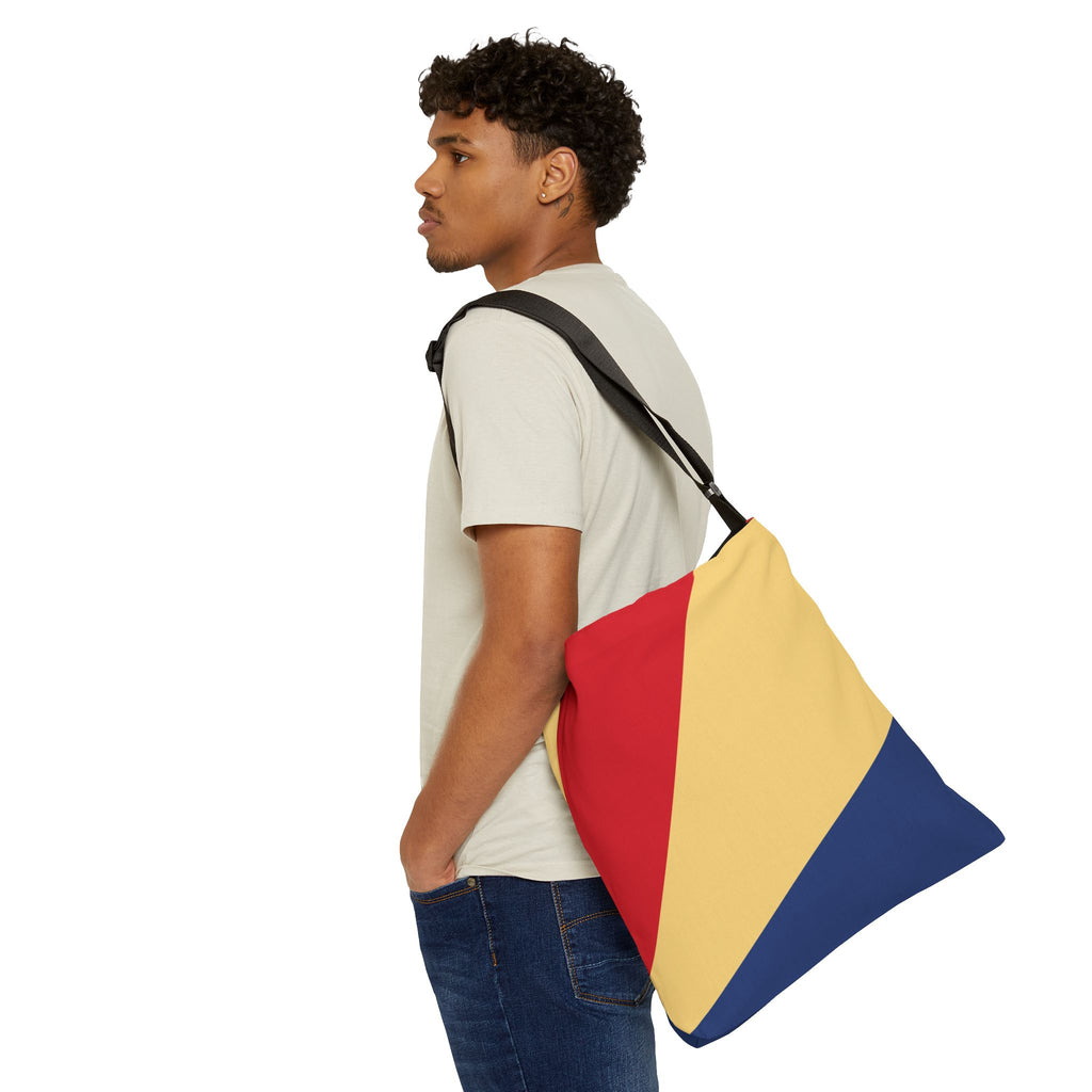 Colorblock Geometric Tote Bag — Adjustable Strap, Bright Abstract Pattern