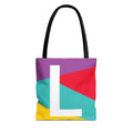 Monogram 'L' Colorblock Tote Bag — Personalized Initial L Shoulder Tote