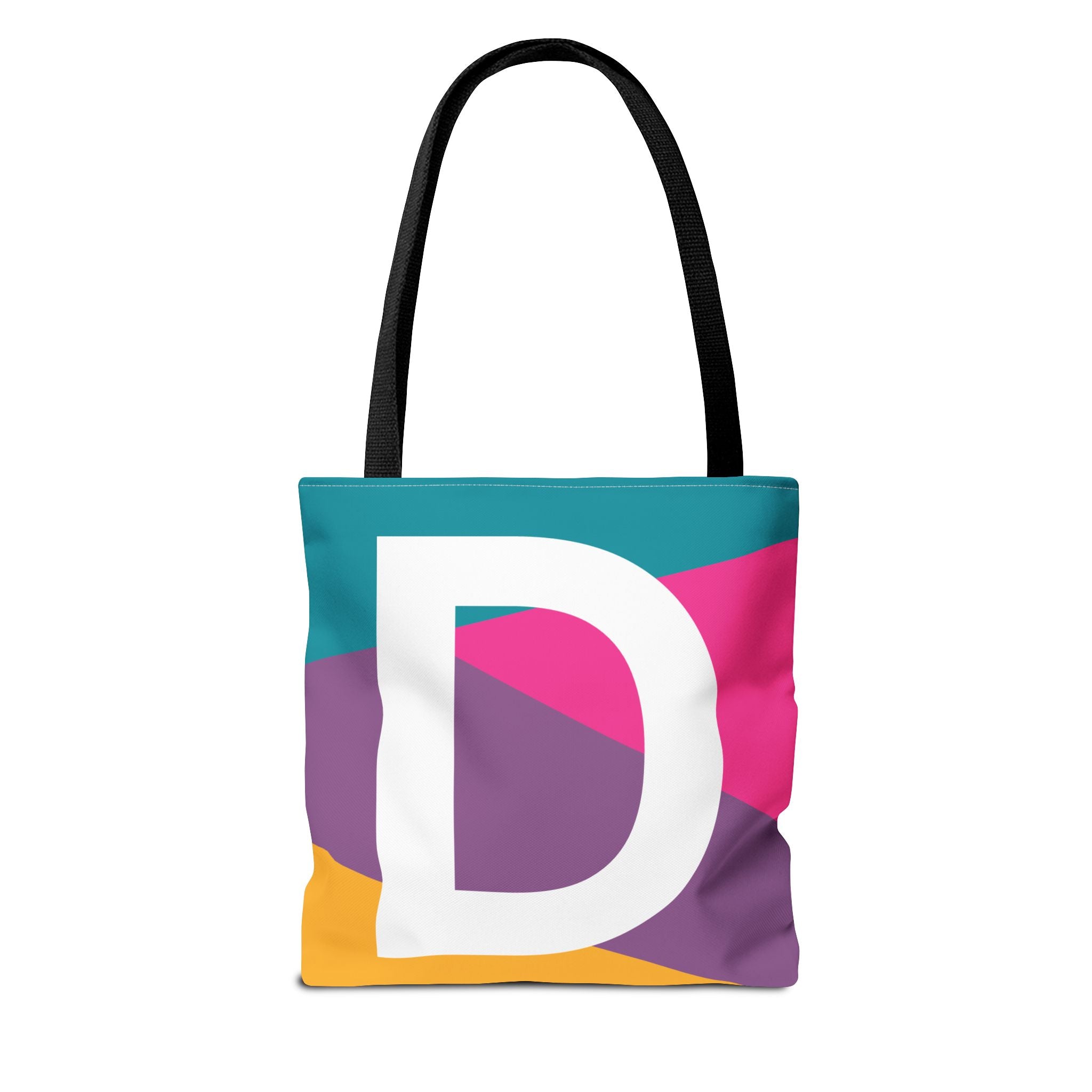Monogram 'D' Colorblock Tote Bag — Personalized Initial D Shoulder Tote