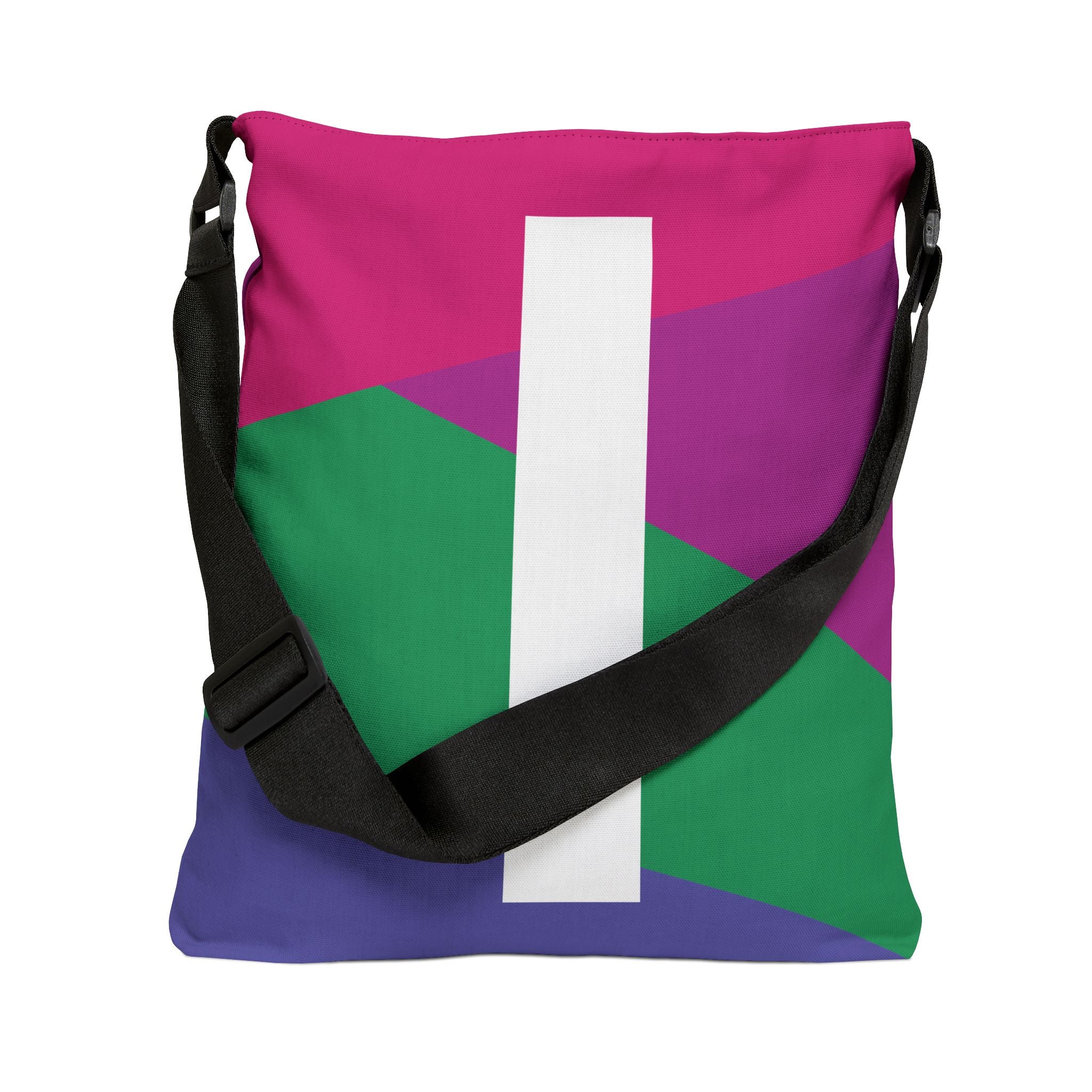 Initial Letter 'I' Colorblock Adjustable Tote Bag — Monogram Alphabet Shoulder Bag