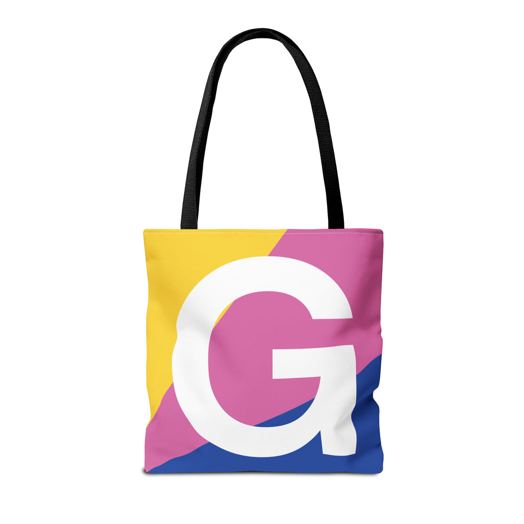 Monogram 'G' Colorblock Tote Bag — Personalized Initial G Shoulder Tote