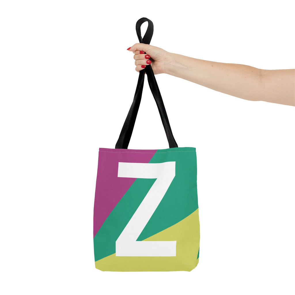 Monogram 'Z' Colorblock Tote Bag — Personalized Initial Z Shoulder Tote