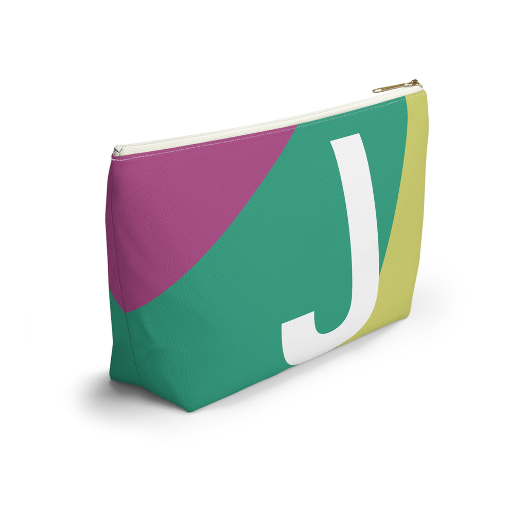 Initials Colorblock Accessory Pouch — Monogram J T-Bottom Cosmetic Bag