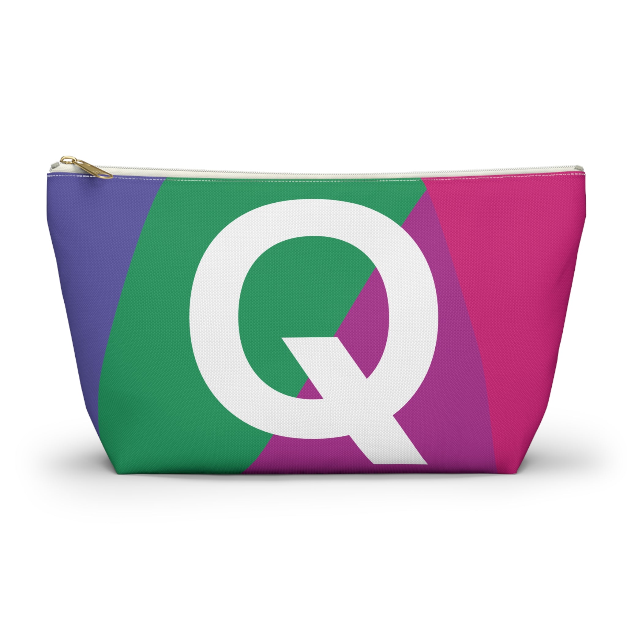 Initials Colorblock Accessory Pouch — Monogram Q T-Bottom Cosmetic Bag