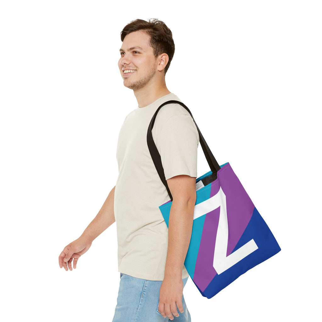 Monogram 'Z' Colorblock Tote Bag — Personalized Initial Z Shoulder Tote