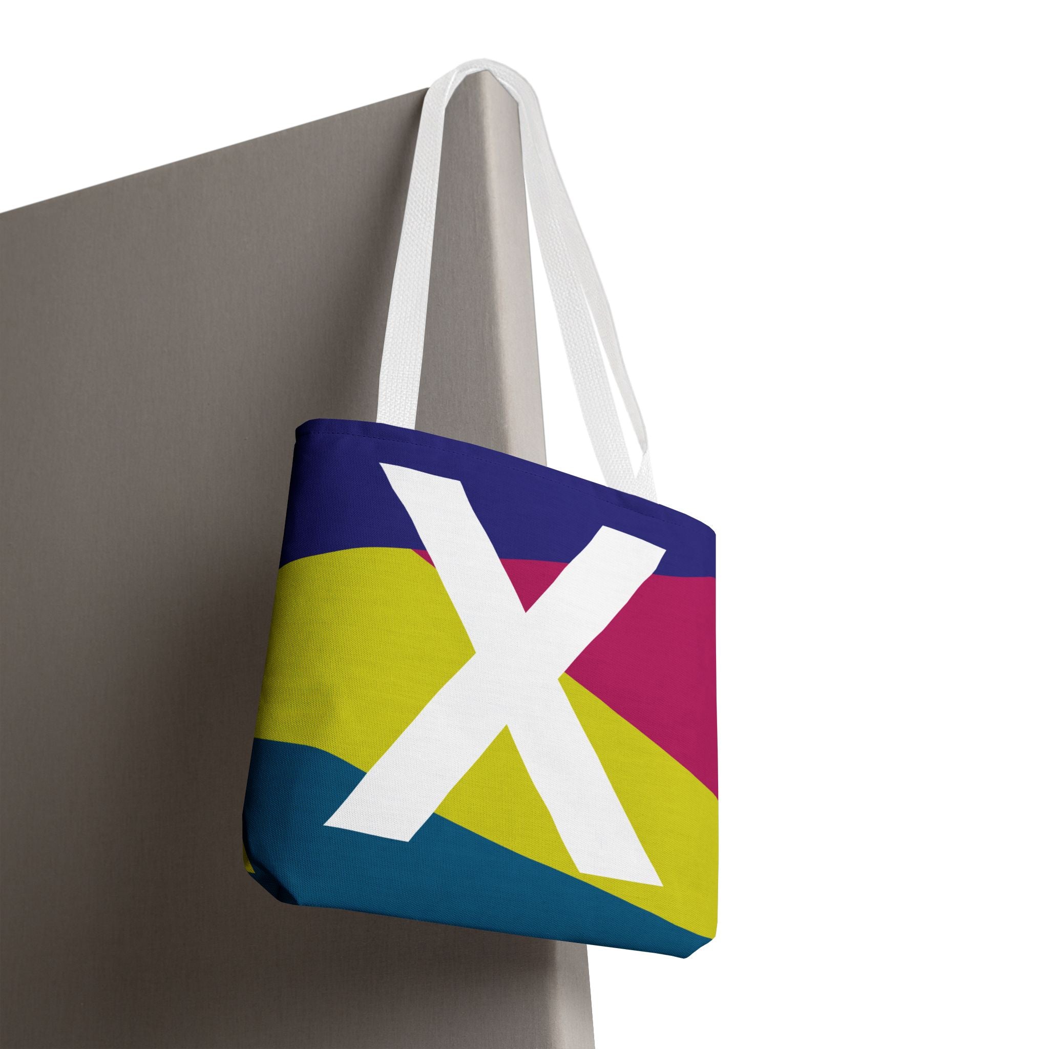 Monogram 'X' Colorblock Tote Bag — Personalized Initial X Shoulder Tote