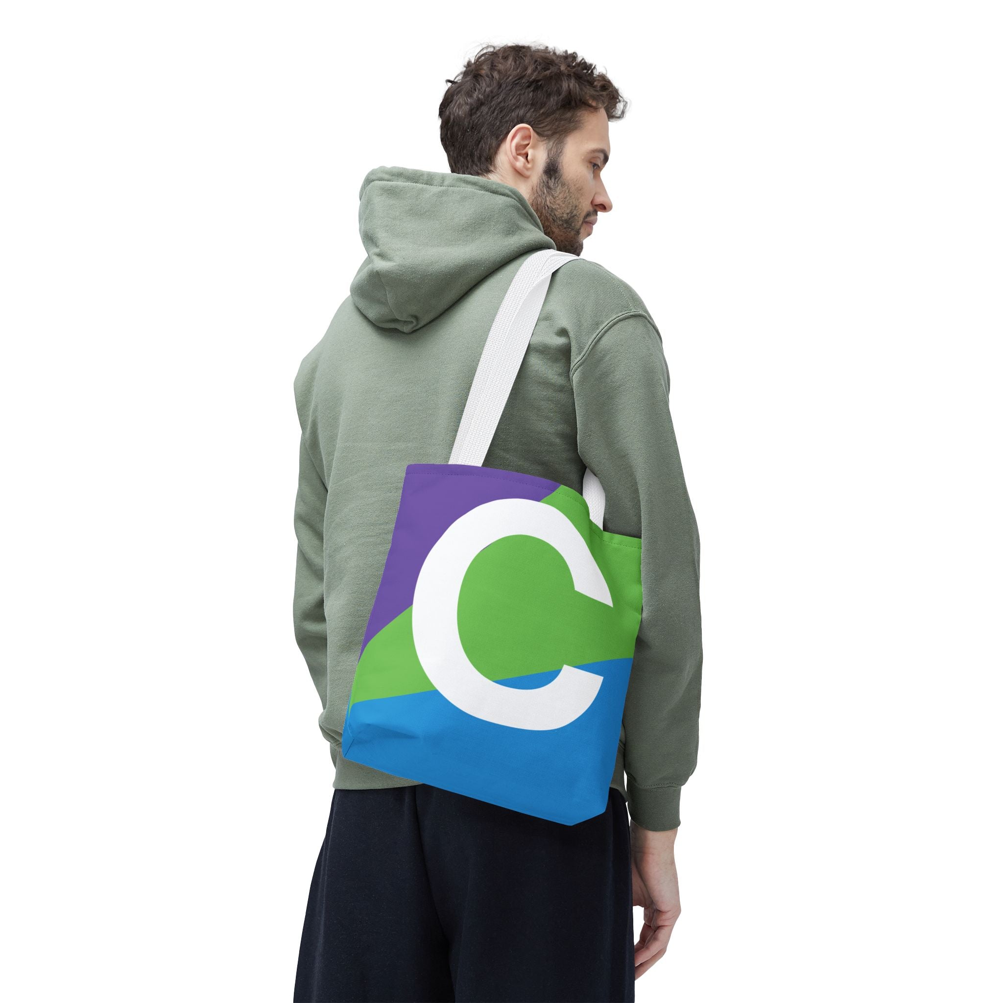 Monogram 'C' Colorblock Tote Bag — Personalized Initial C Shoulder Tote