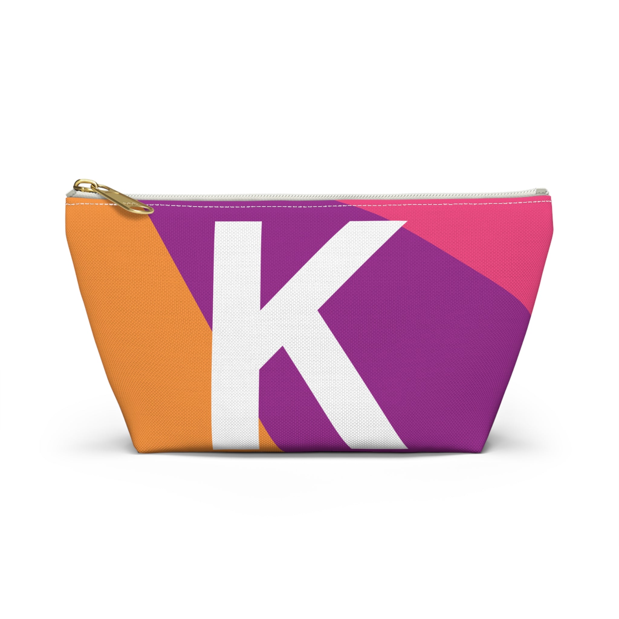 Initials Colorblock Accessory Pouch — Monogram K T-Bottom Cosmetic Bag