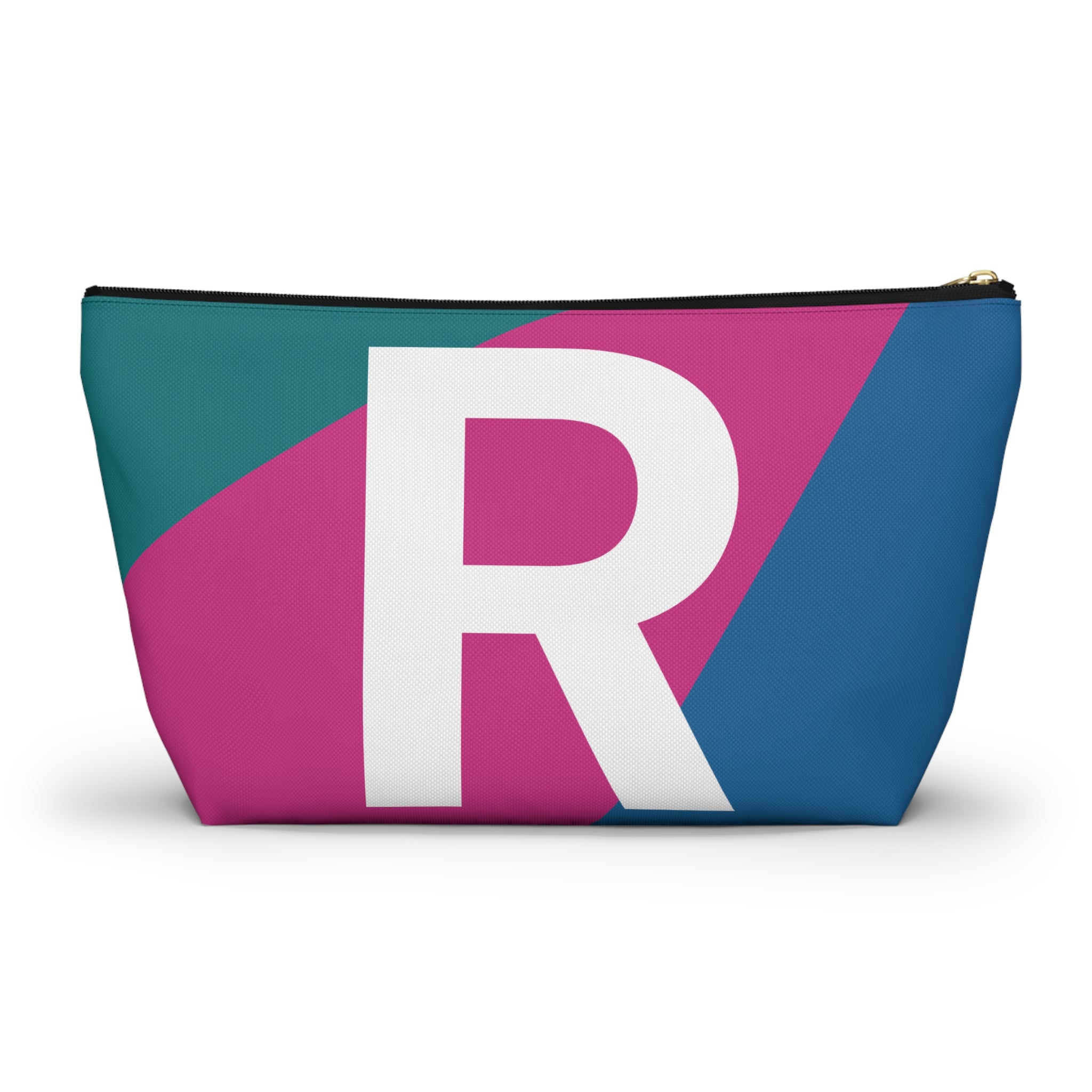 Initials Colorblock Accessory Pouch — Monogram R T-Bottom Cosmetic Bag