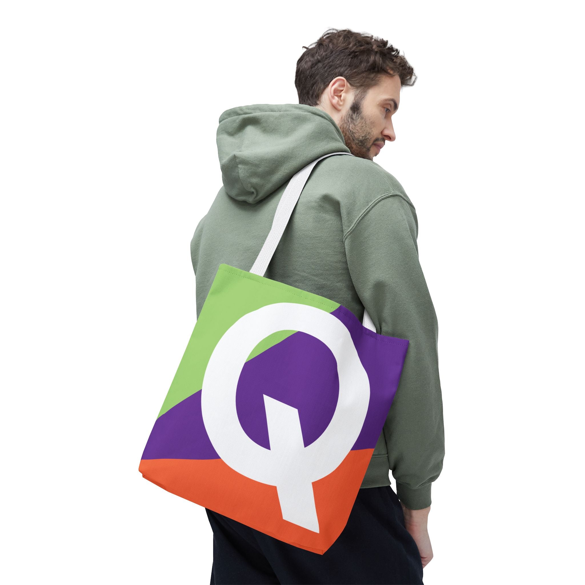 Monogram 'Q' Colorblock Tote Bag — Personalized Initial Q Shoulder Tote