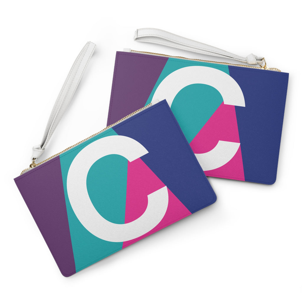 Monogram 'C' Colorblock Clutch Bag — Bold Geometric Wristlet for Everyday & Gifts