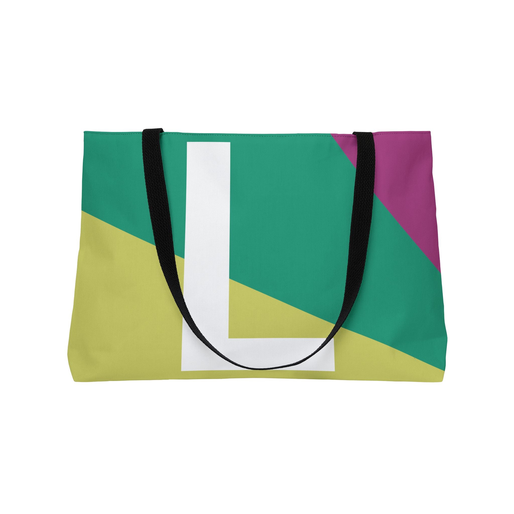 Personalized 'L' Colorblock Tote Bag — Monogram Weekender Tote