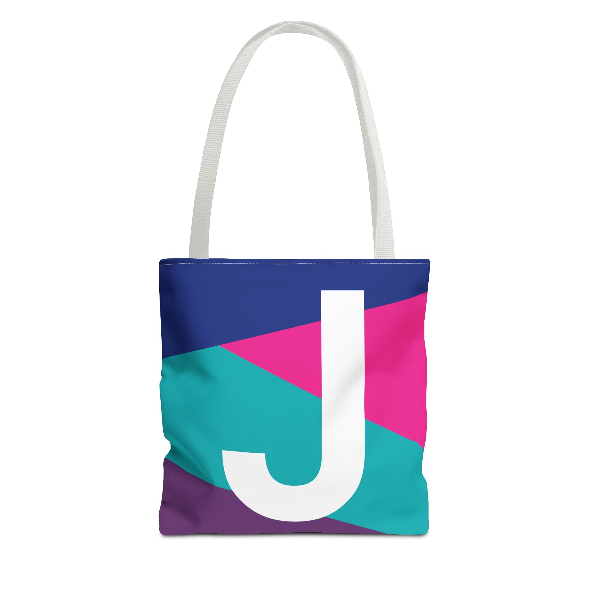 Monogram 'J' Colorblock Tote Bag — Personalized Initial J Shoulder Tote