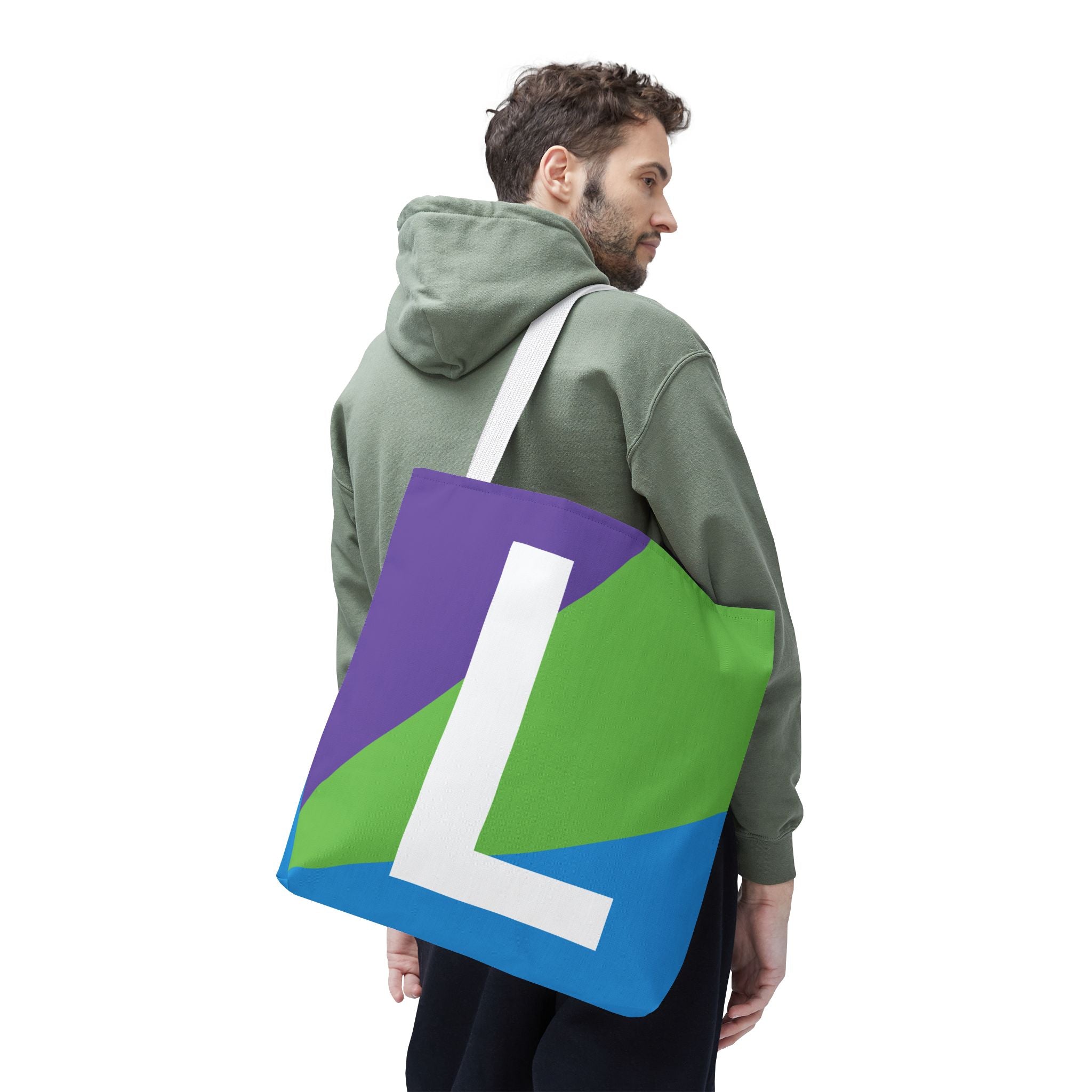 Monogram 'L' Colorblock Tote Bag — Personalized Initial L Shoulder Tote