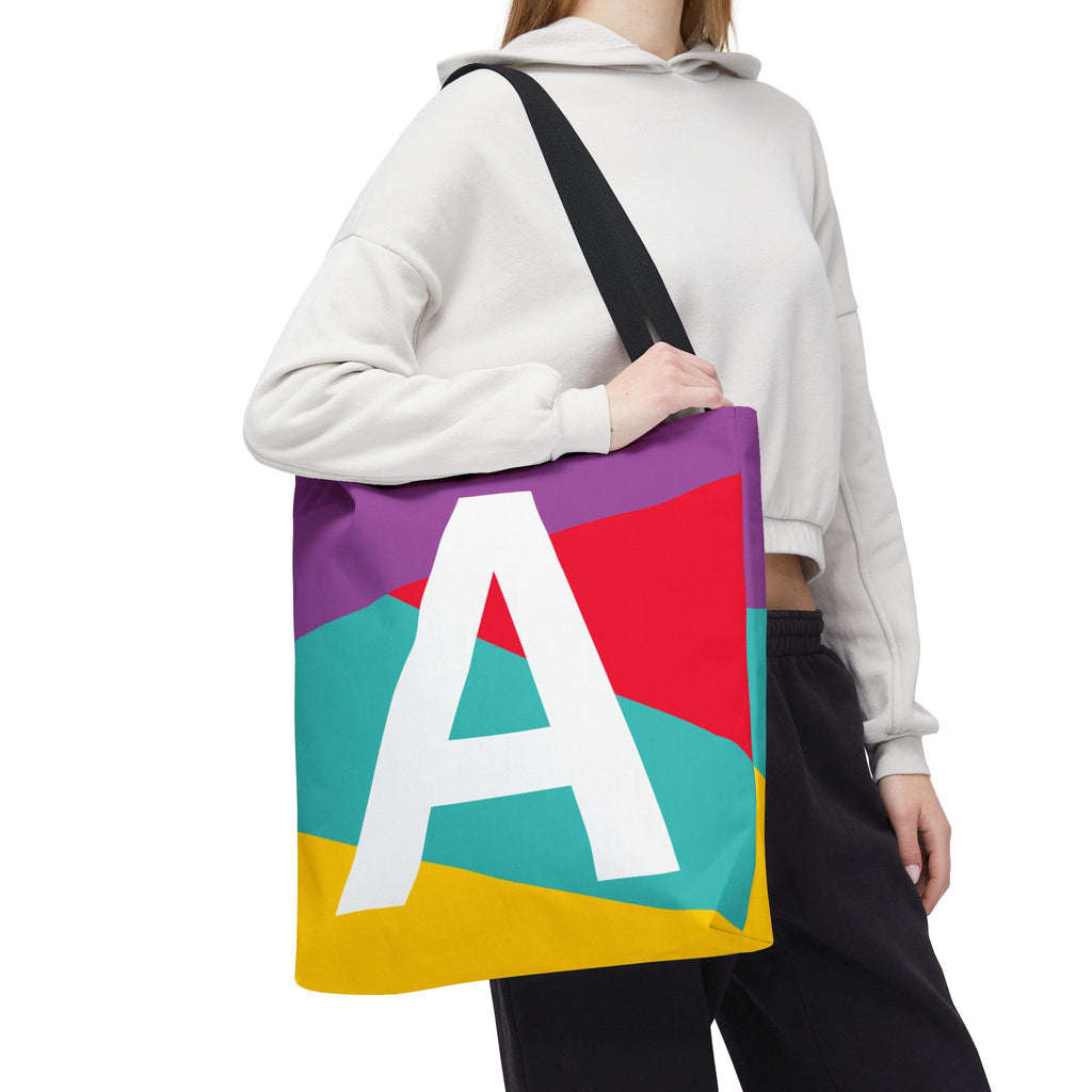 Monogram 'A' Colorblock Tote Bag — Personalized Initial A Shoulder Tote