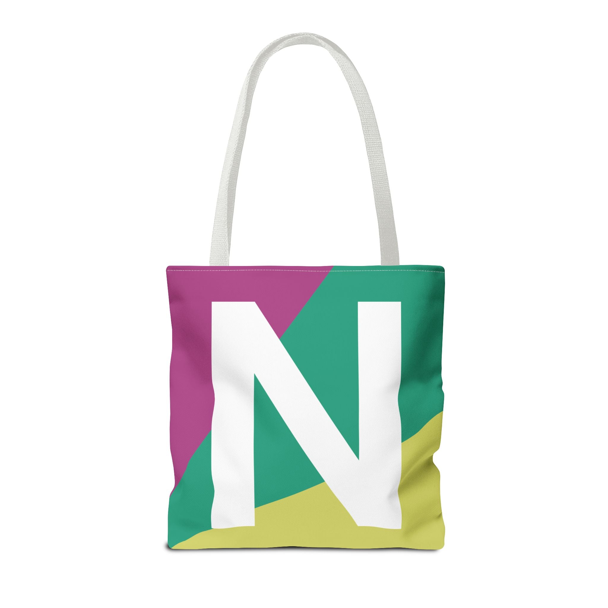 Monogram 'N' Colorblock Tote Bag — Personalized Initial N Shoulder Tote