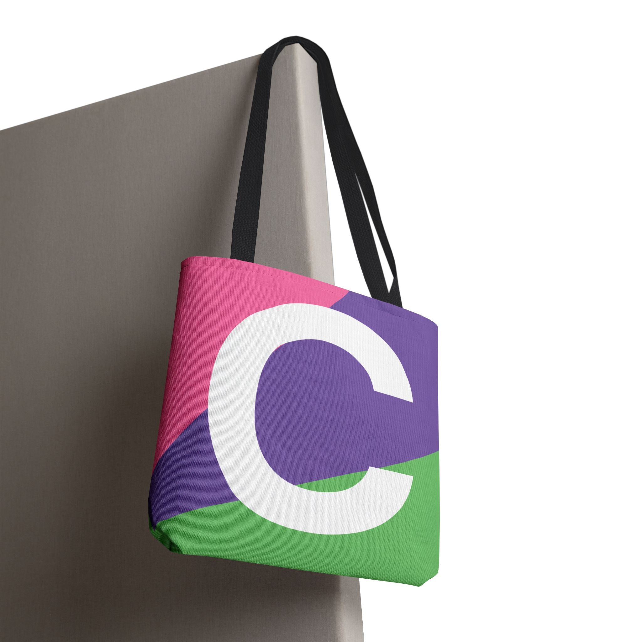 Monogram 'C' Colorblock Tote Bag — Personalized Initial C Shoulder Tote
