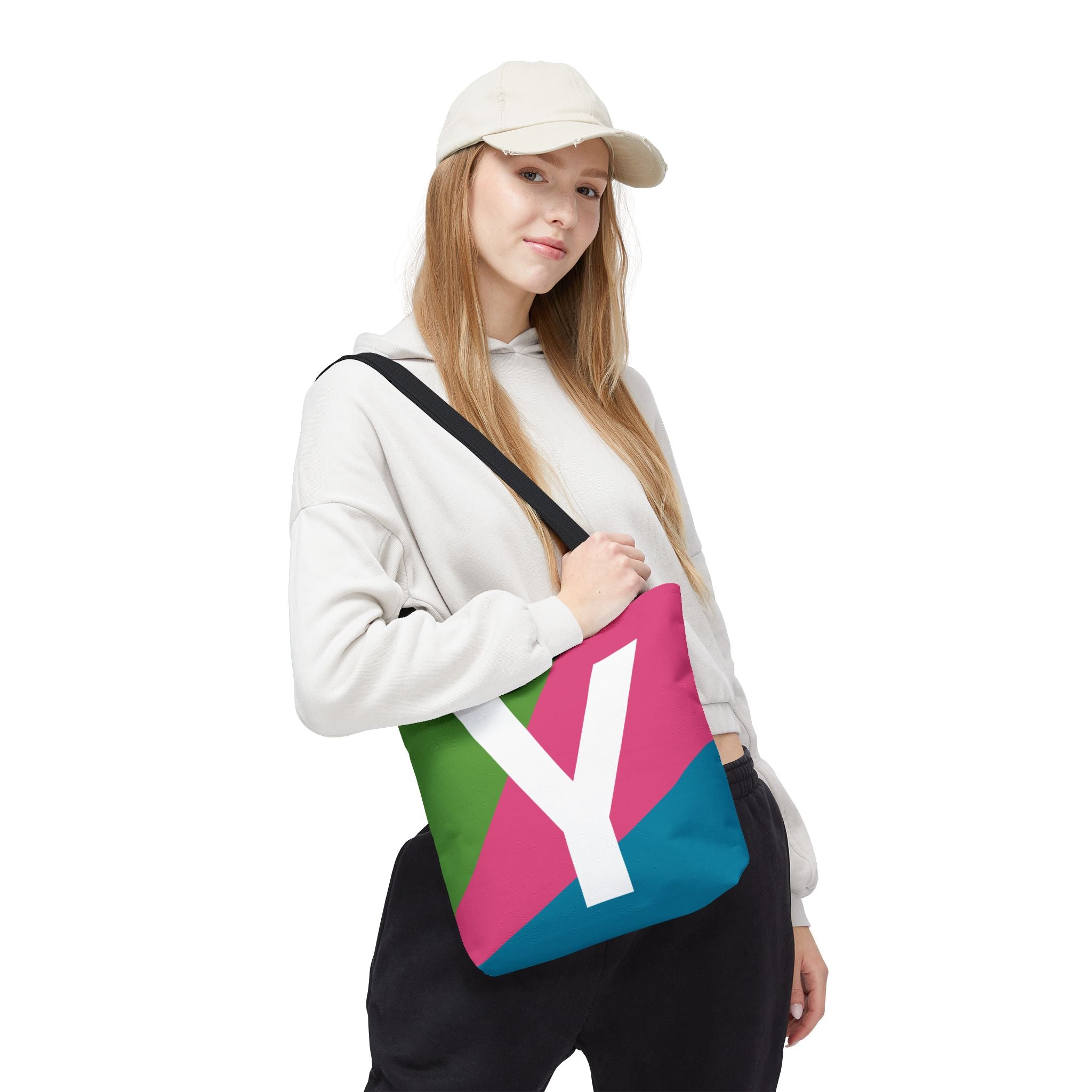 Monogram 'Y' Colorblock Tote Bag — Personalized Initial Y Shoulder Tote
