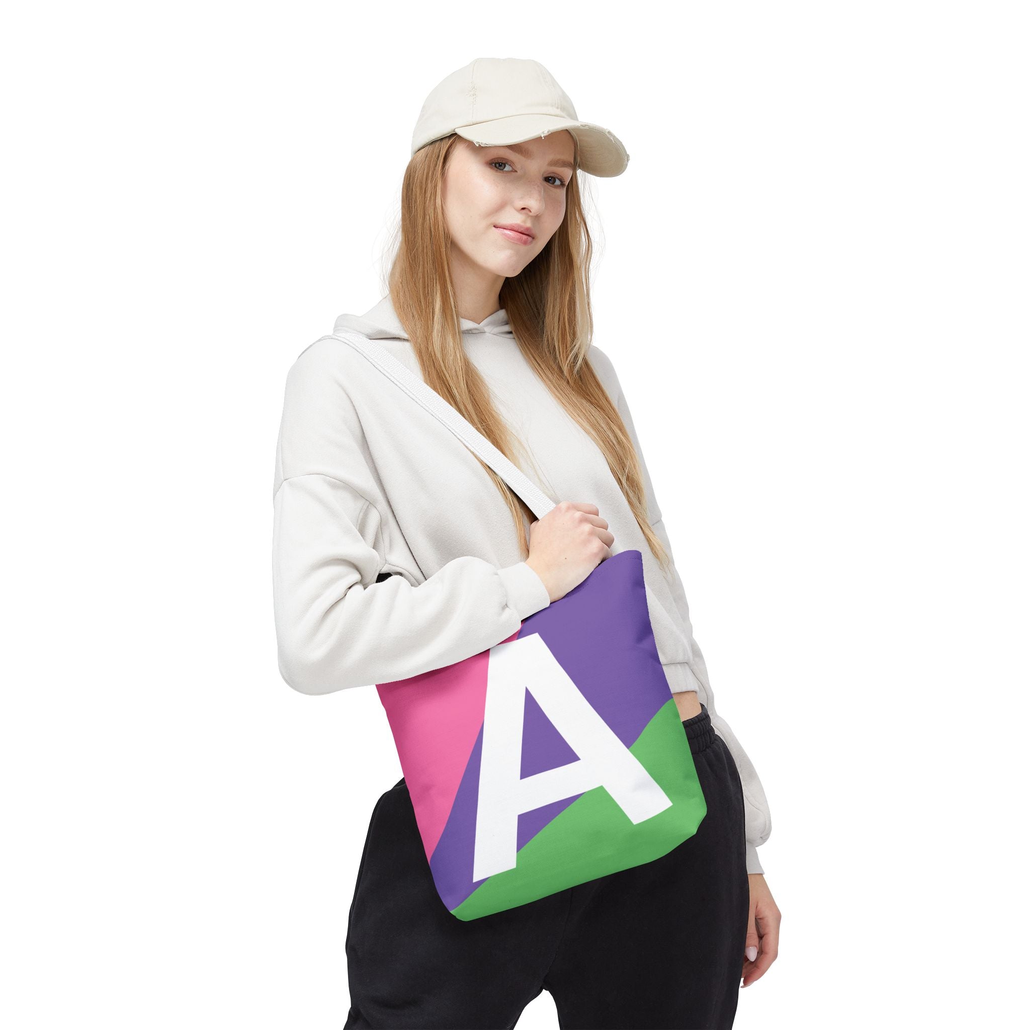 Monogram 'A' Colorblock Tote Bag — Personalized Initial A Shoulder Tote