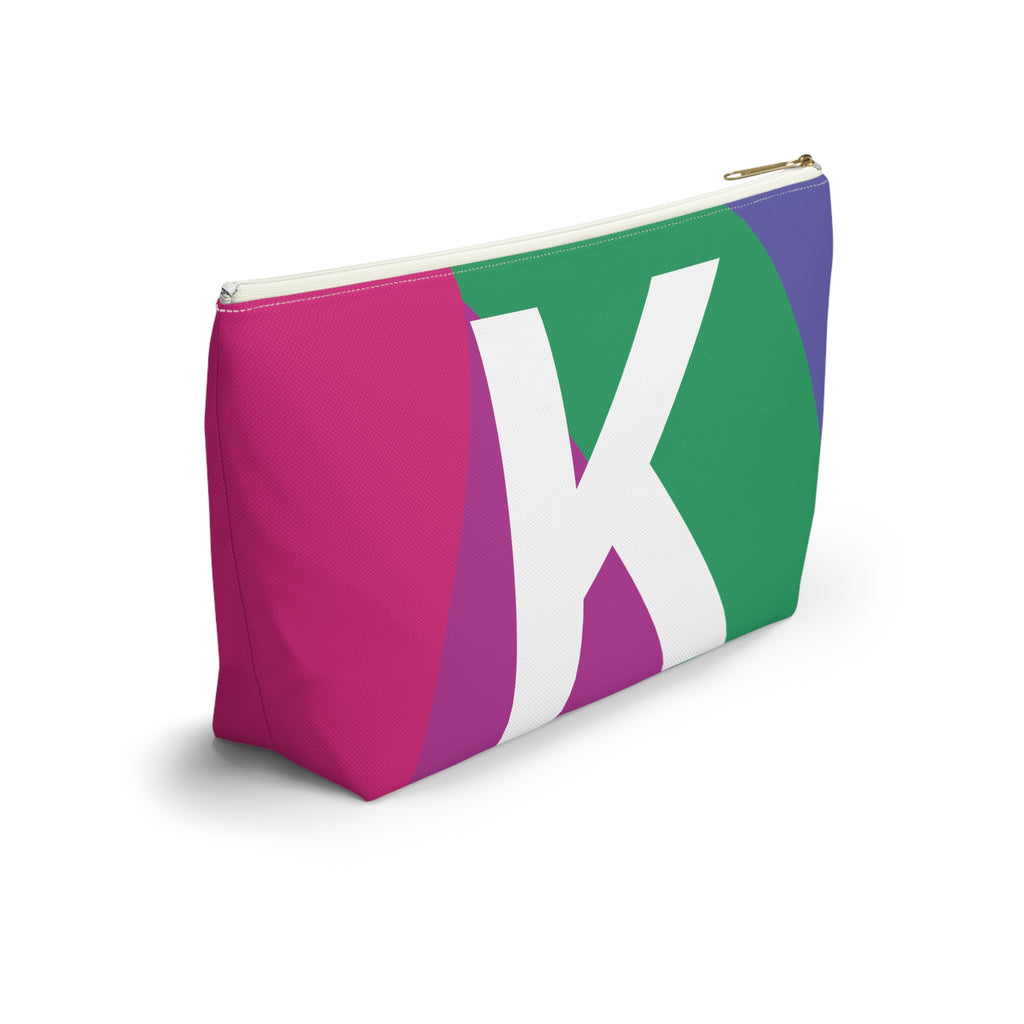Initials Colorblock Accessory Pouch — Monogram K T-Bottom Cosmetic Bag