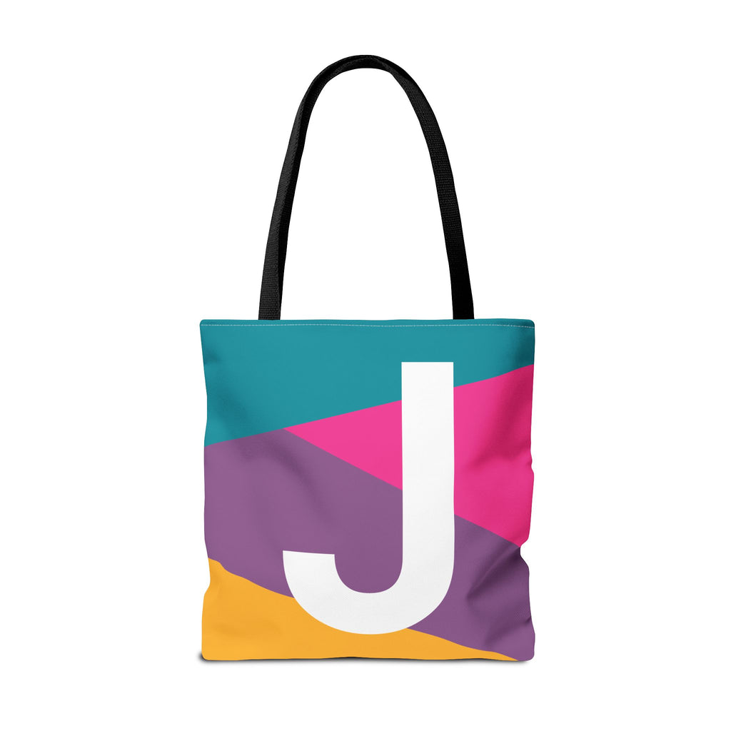 Monogram 'J' Colorblock Tote Bag — Personalized Initial J Shoulder Tote