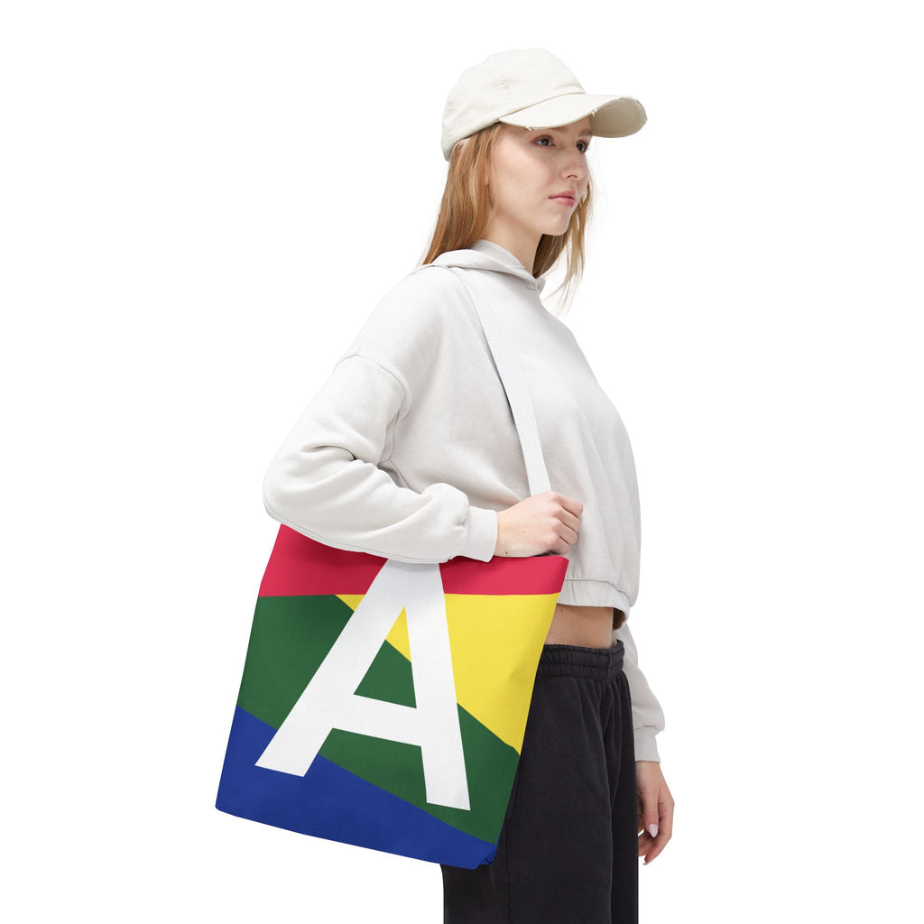 Monogram 'A' Colorblock Tote Bag — Personalized Initial A Shoulder Tote
