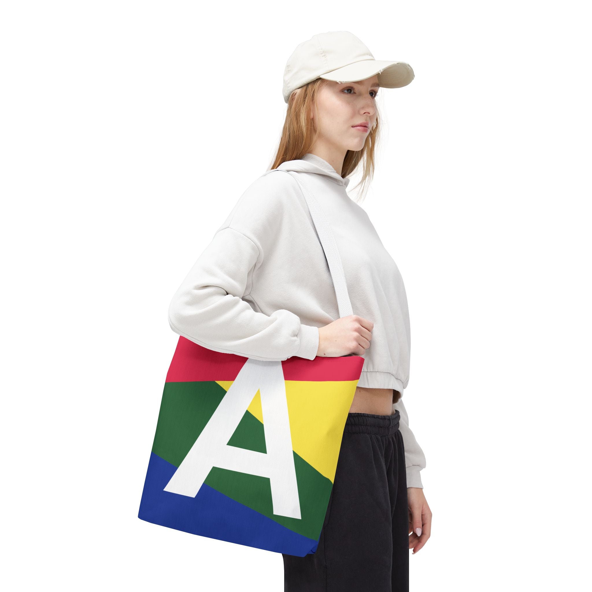 Monogram 'A' Colorblock Tote Bag — Personalized Initial A Shoulder Tote