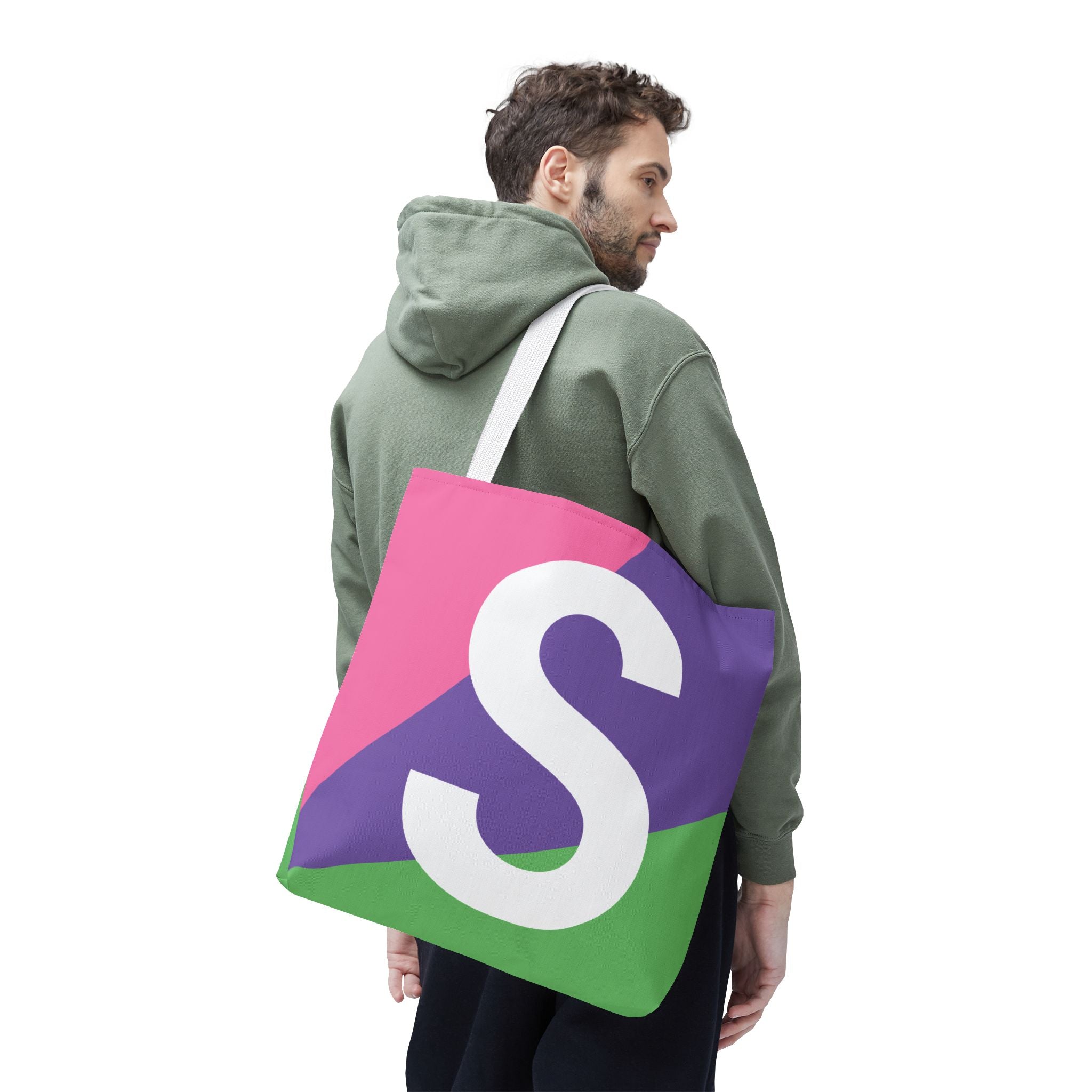 Monogram 'S' Colorblock Tote Bag — Personalized Initial S Shoulder Tote